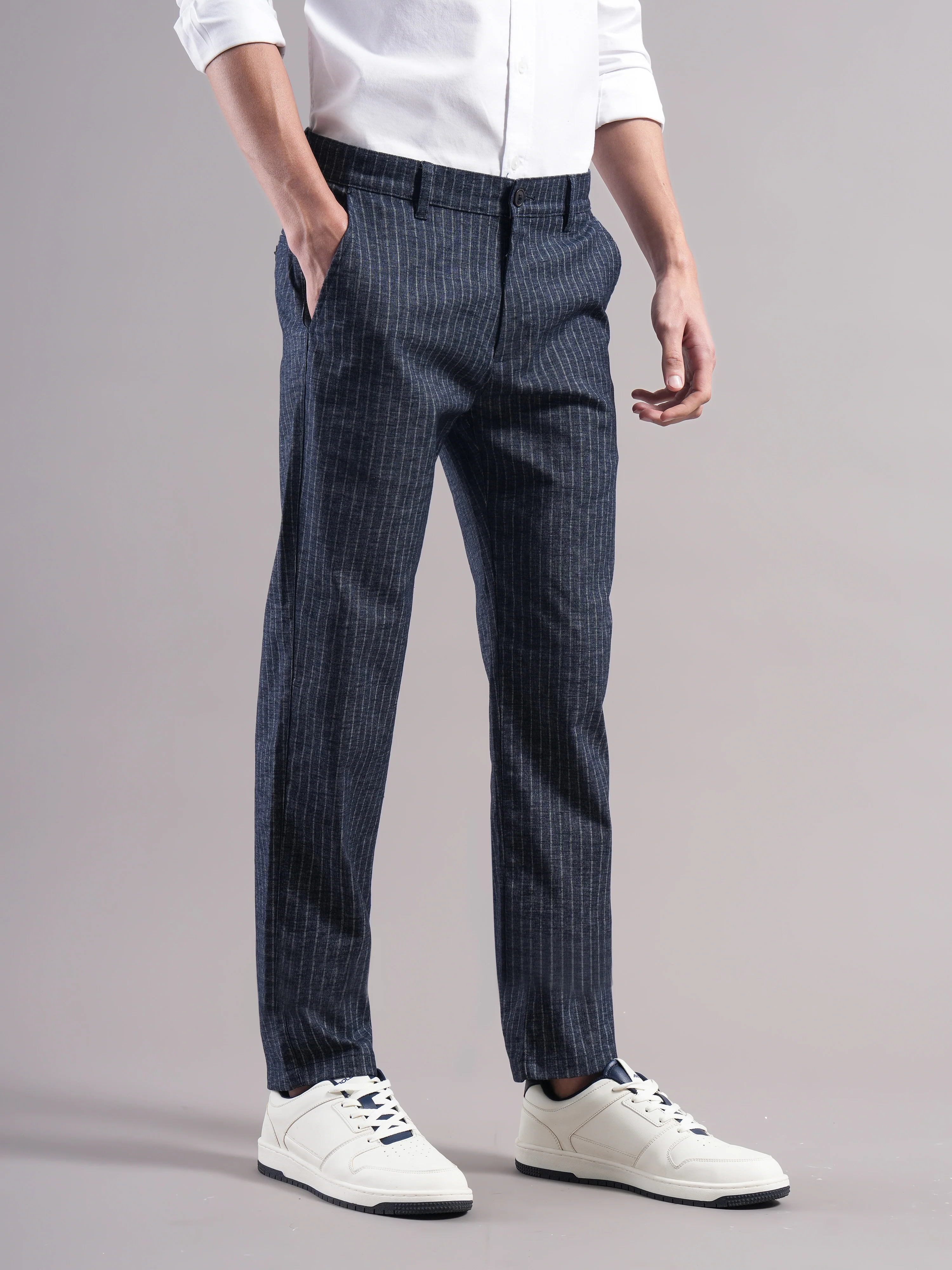 Men Cotton Striped Trousers - Image 6