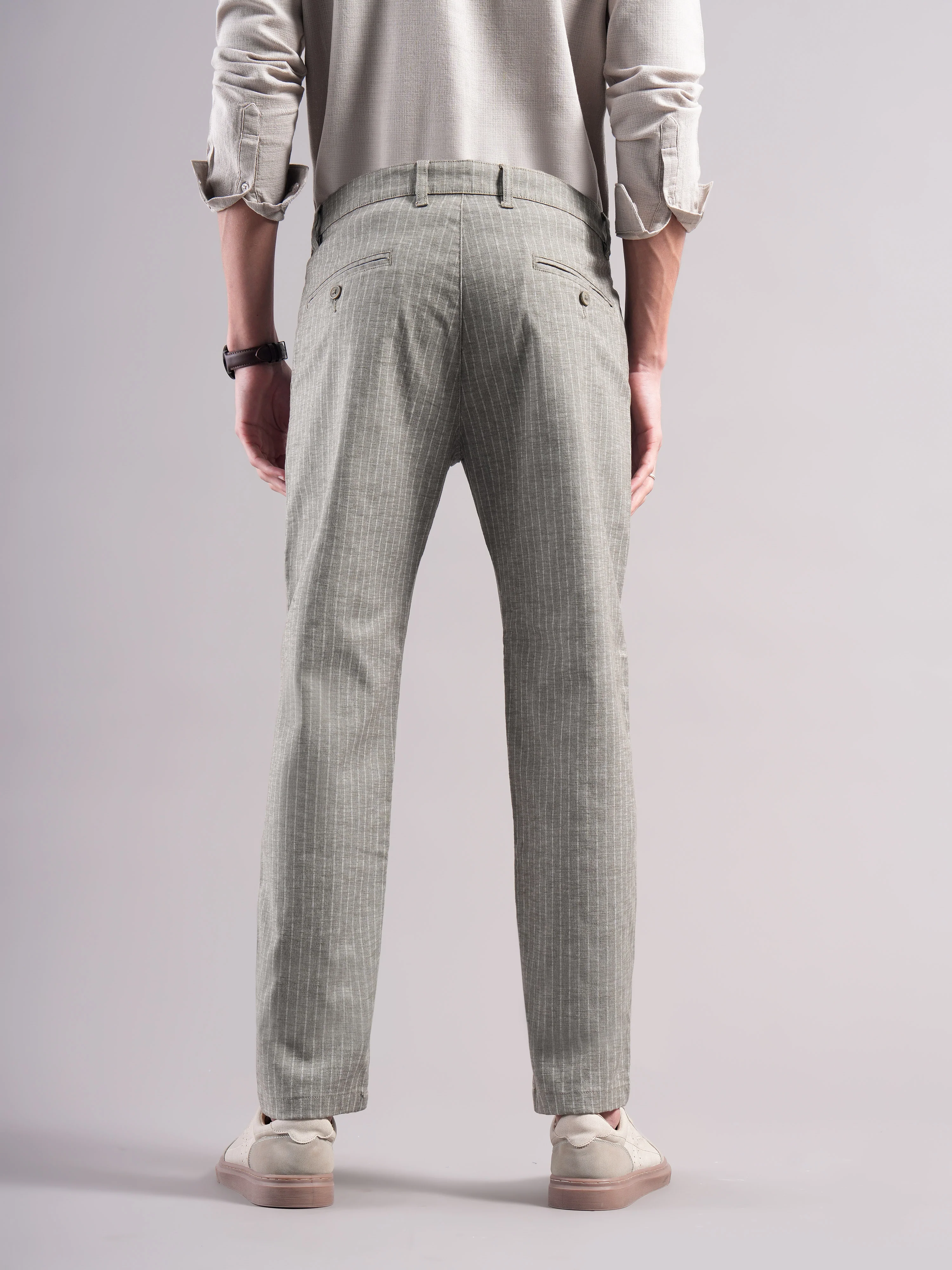 Men Cotton Striped Trousers - Image 2