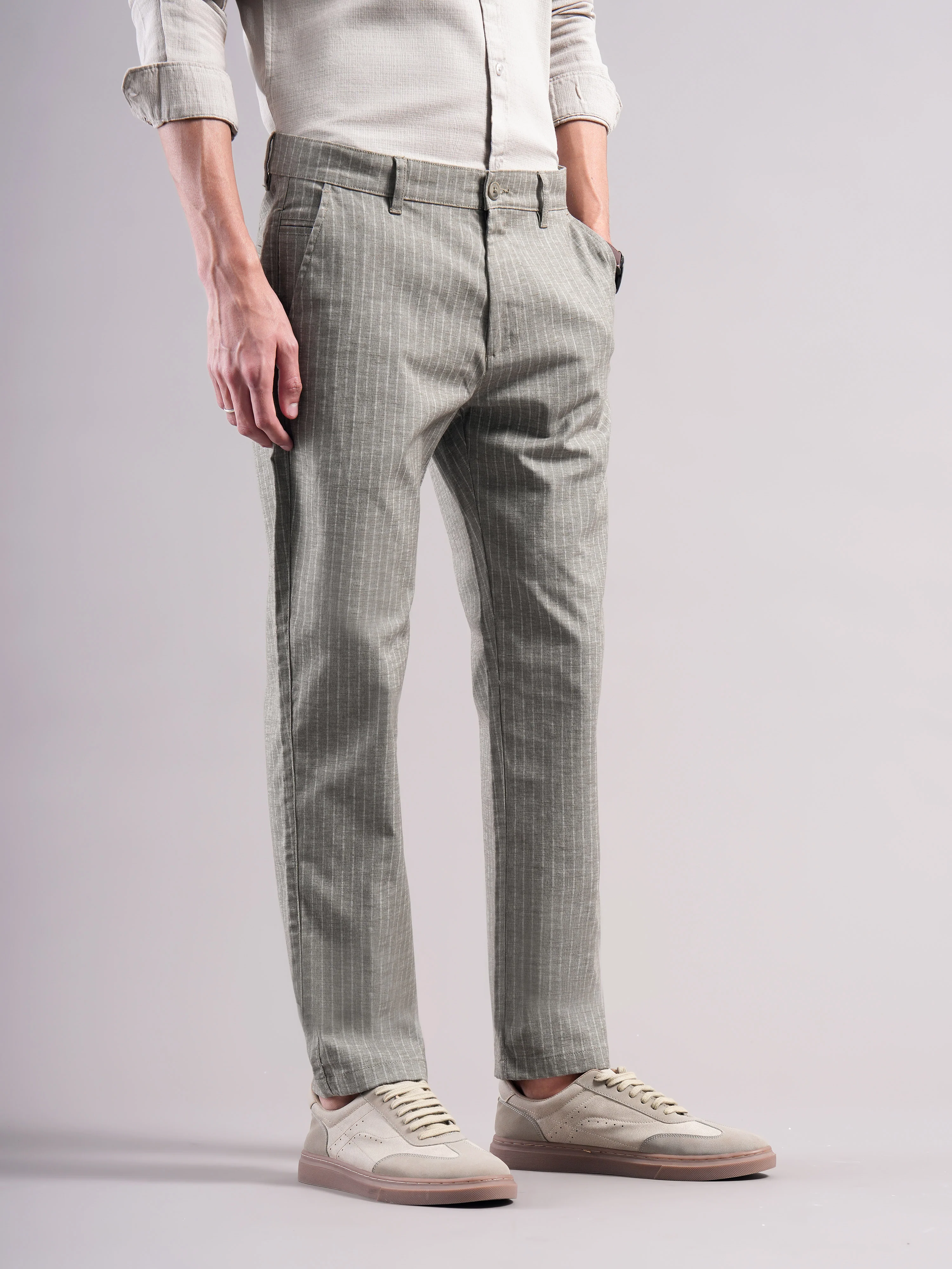 Men Cotton Striped Trousers - Image 6