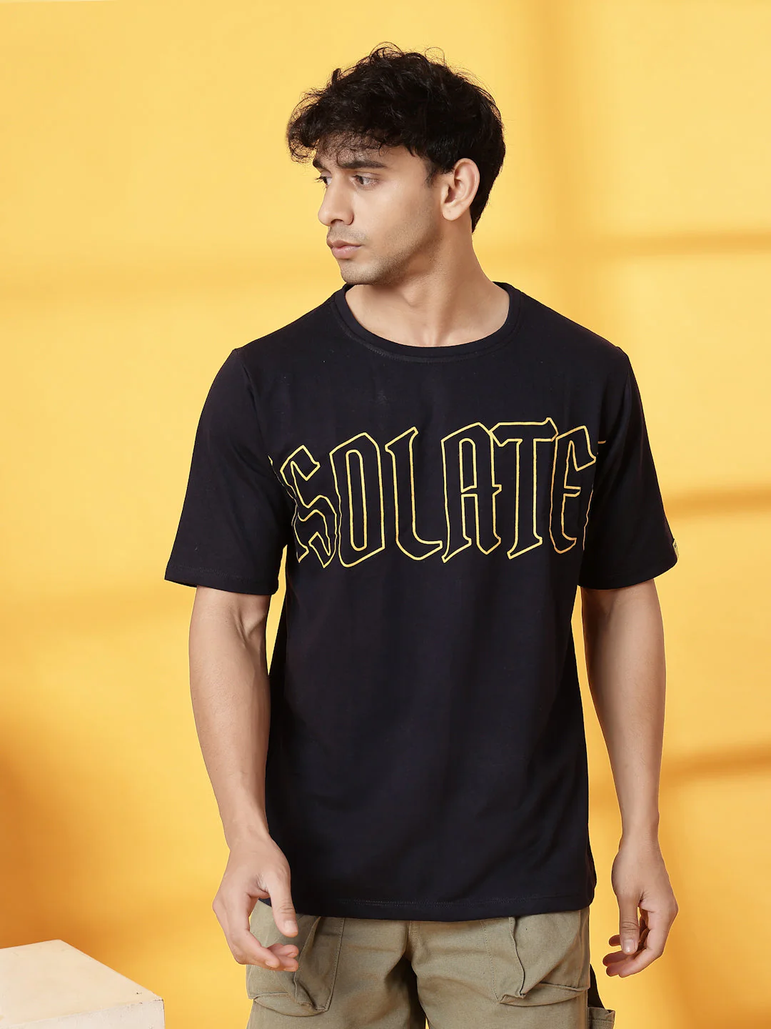 Men Cotton Fabric Terry Back Art T-Shirt - Image 2
