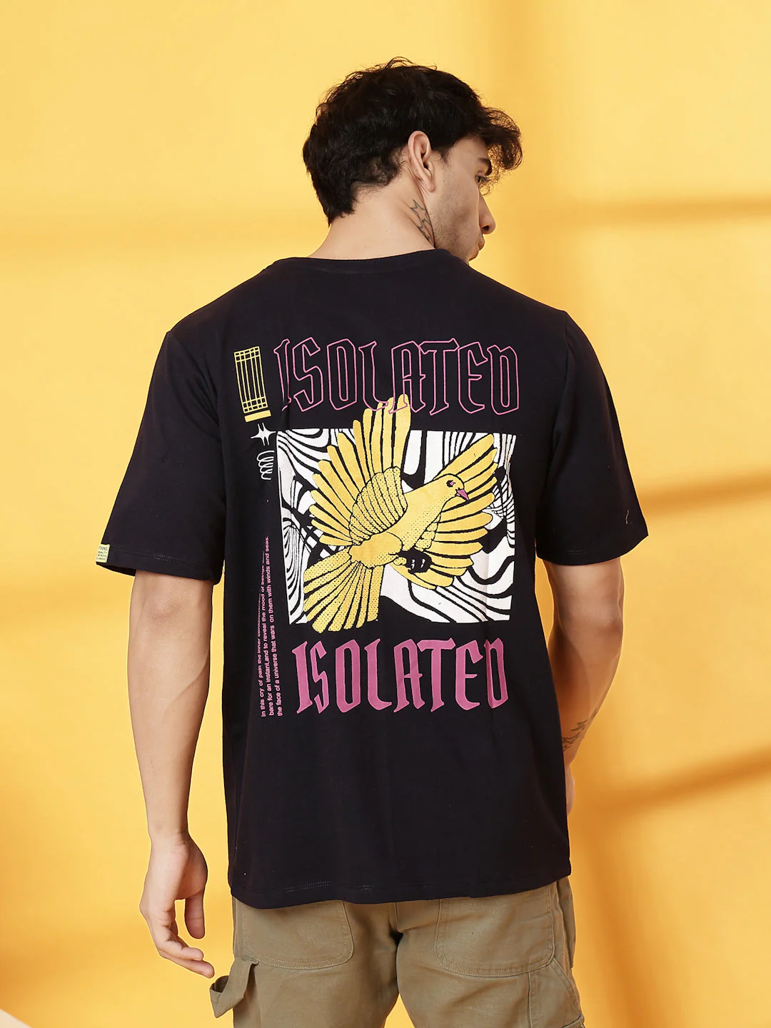 Men Cotton Fabric Terry Back Art T-Shirt - Image 5