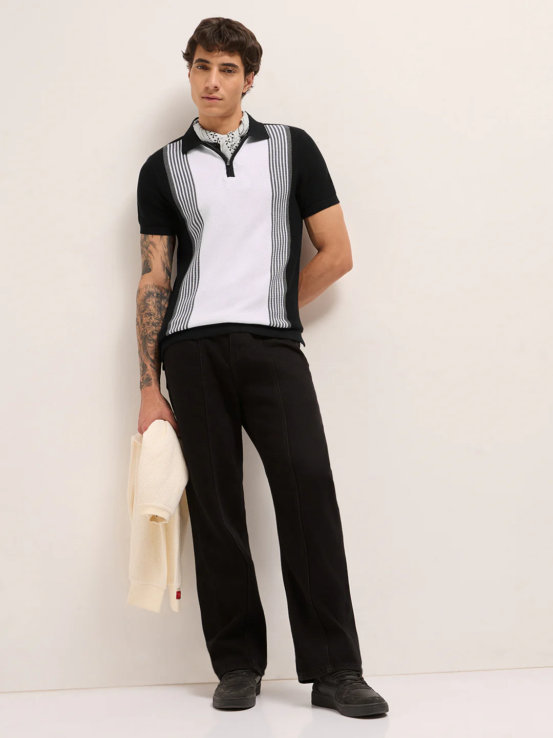 Men Cotton Textured Polo T-Shirt - Image 4