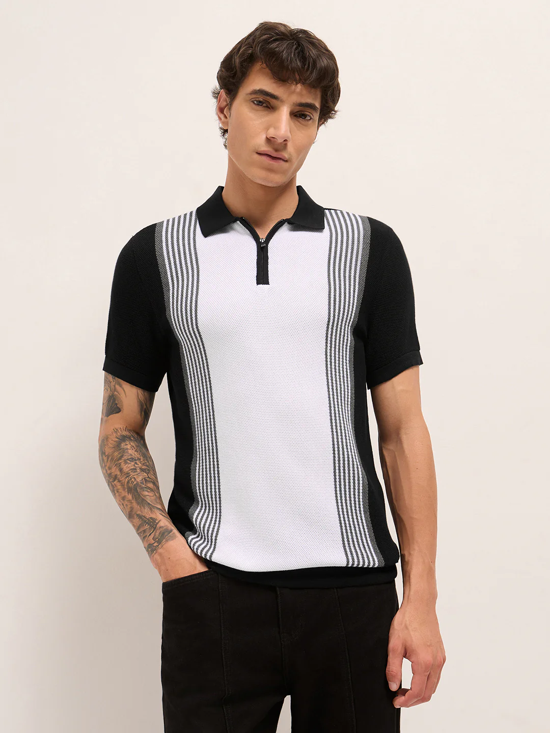 Men Cotton Textured Polo T-Shirt - Image 6
