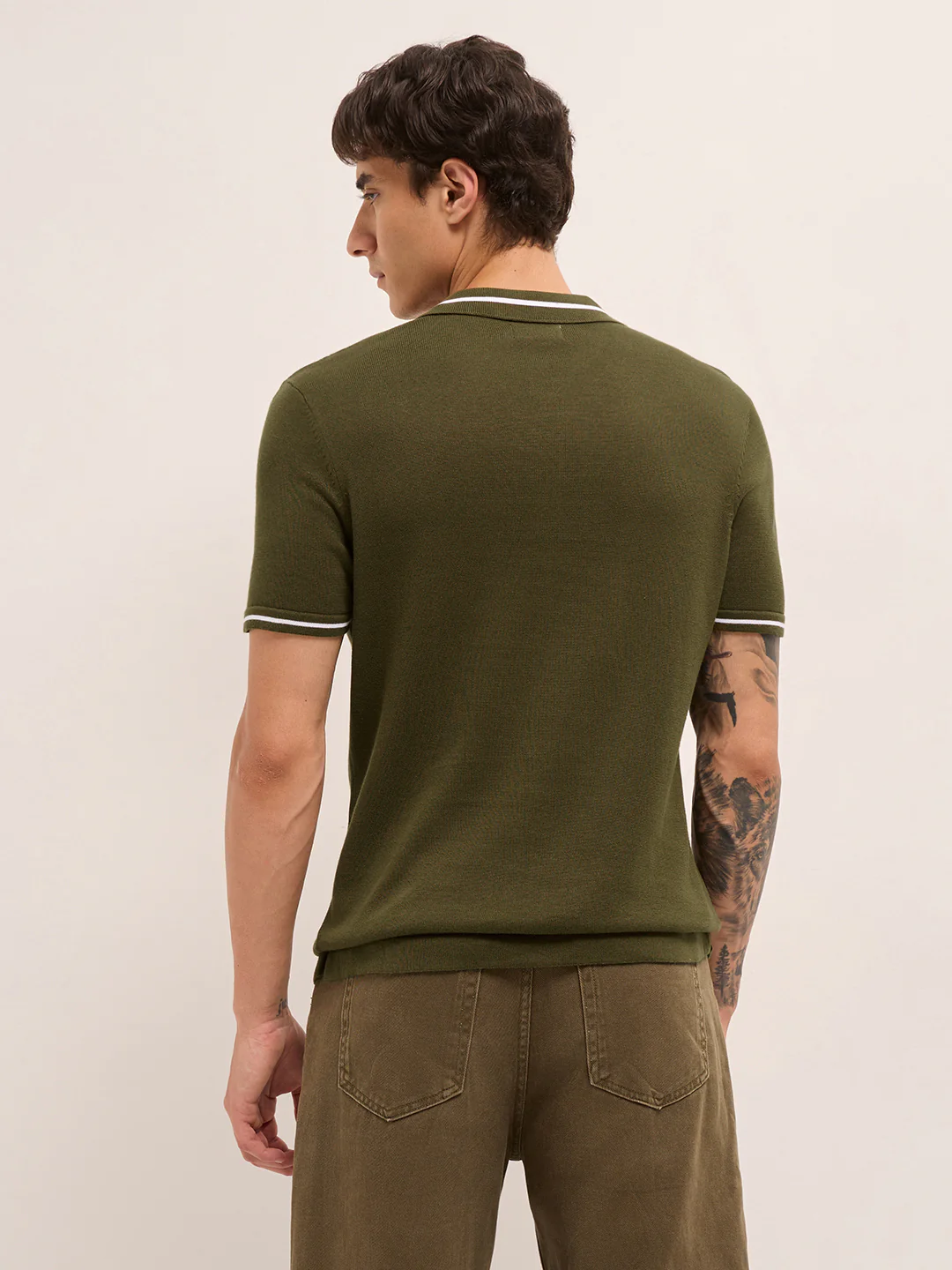 Men Cotton Textured Polo T-Shirt - Image 2