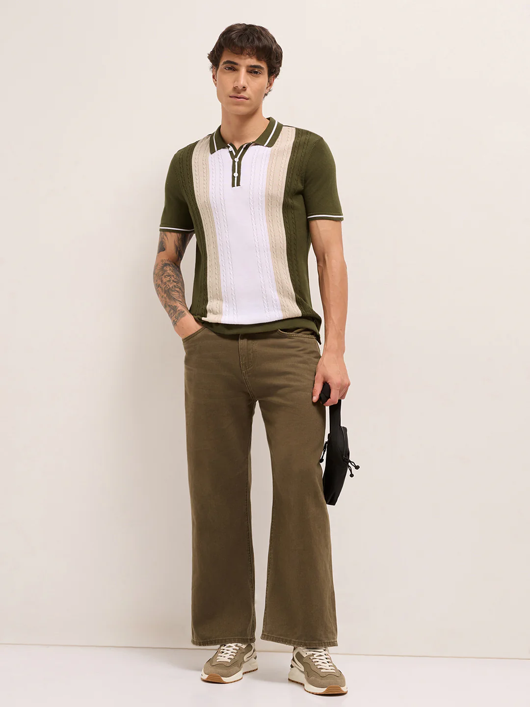 Men Cotton Textured Polo T-Shirt - Image 4