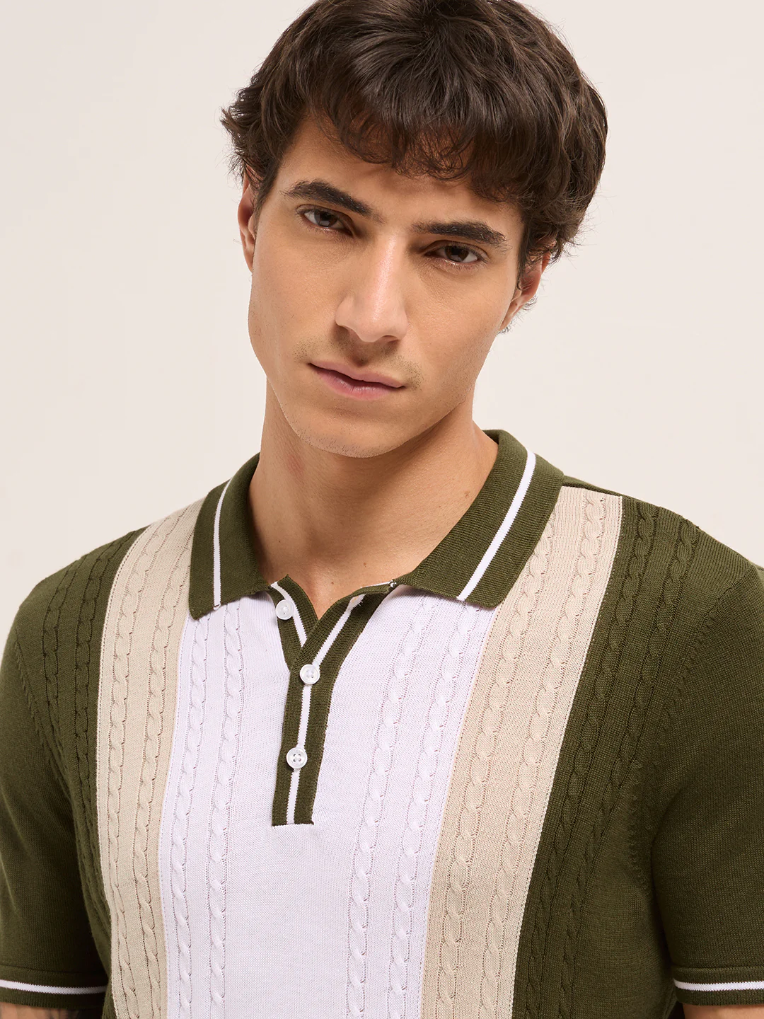 Men Cotton Textured Polo T-Shirt - Image 5