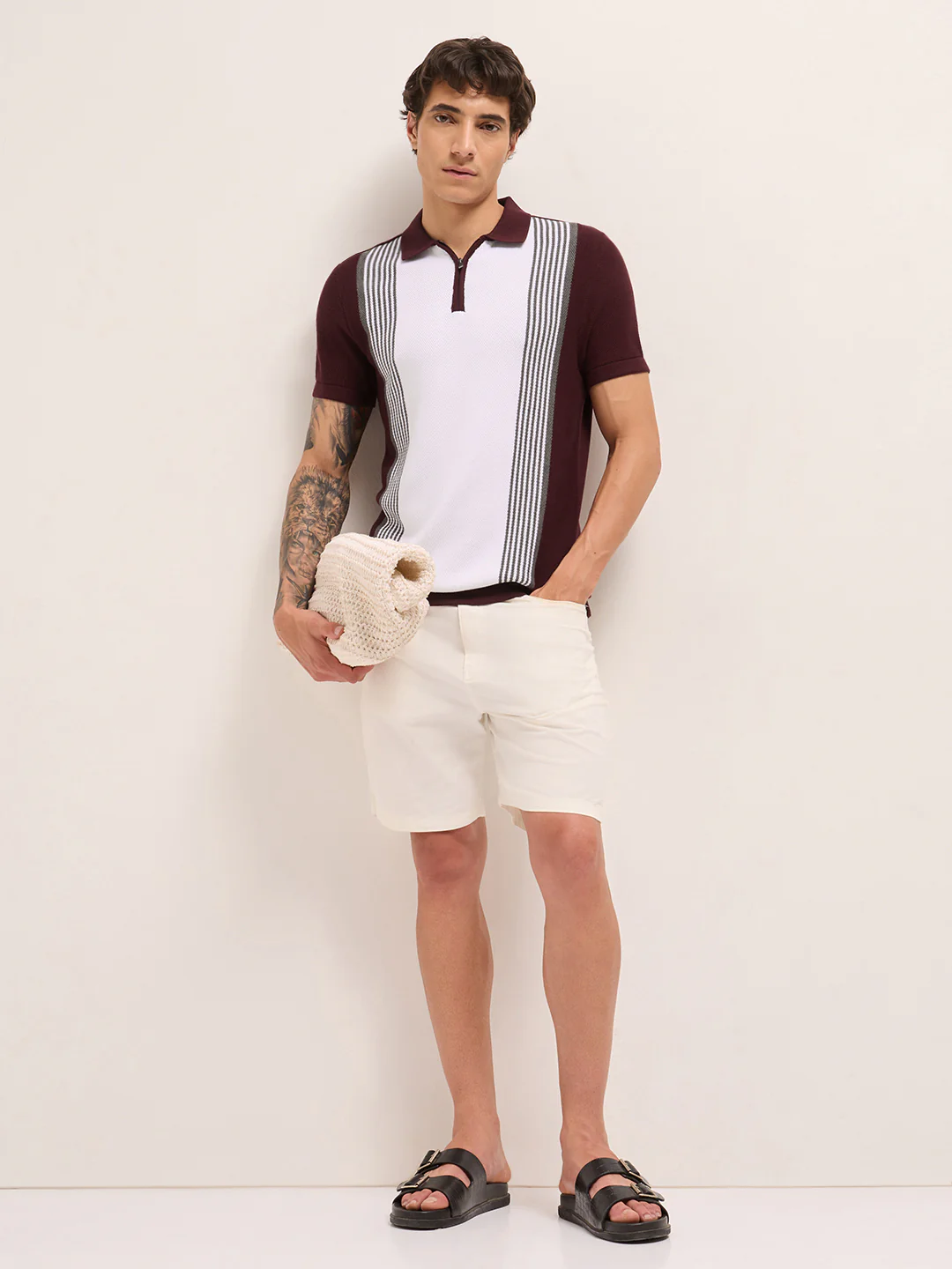 Men Cotton Textured Polo T-Shirt - Image 4
