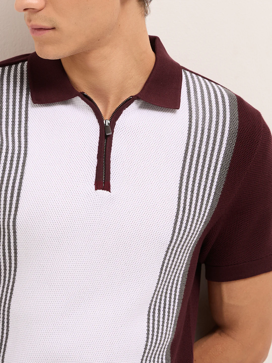 Men Cotton Textured Polo T-Shirt - Image 5
