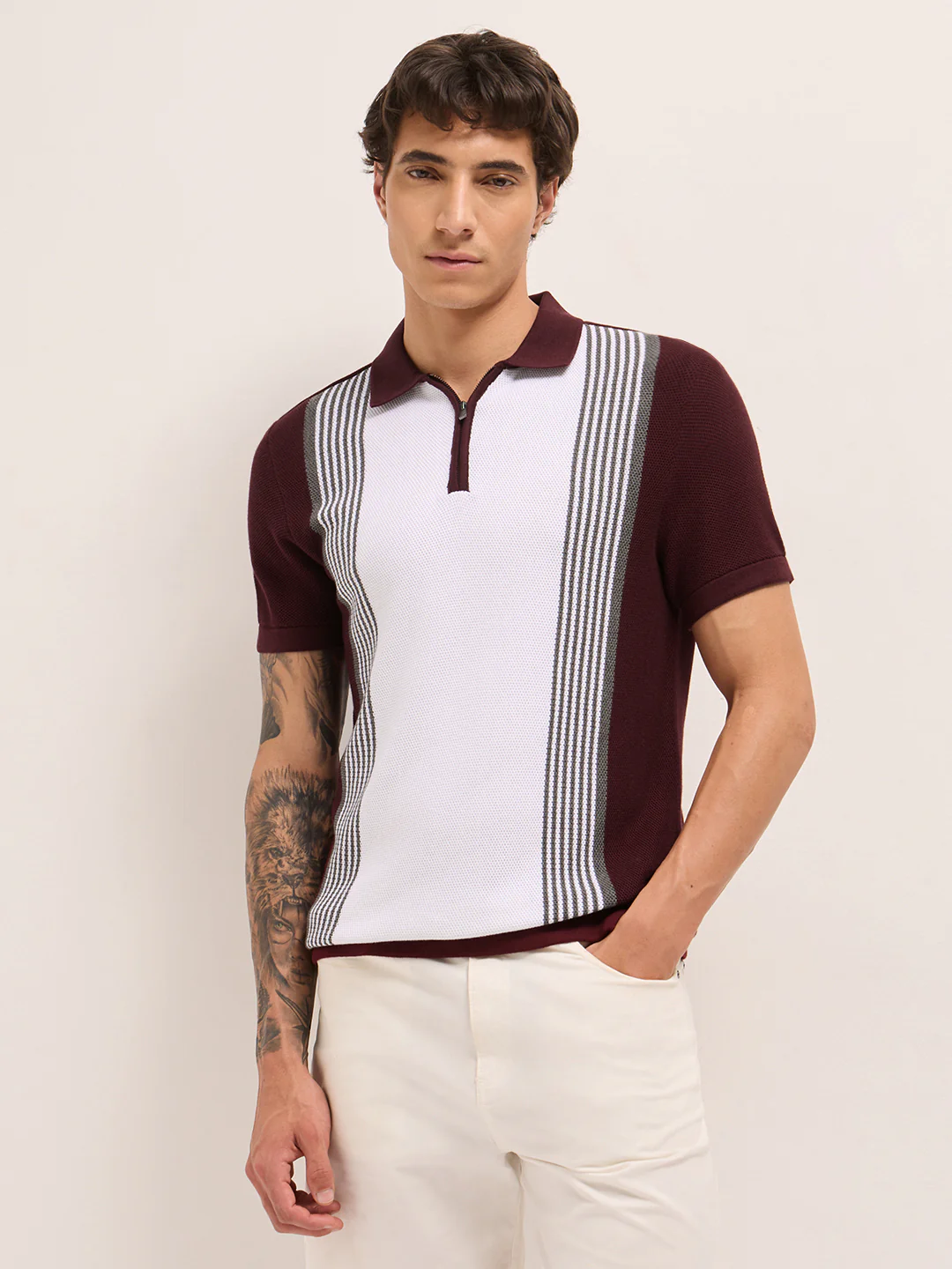 Men Cotton Textured Polo T-Shirt - Image 6