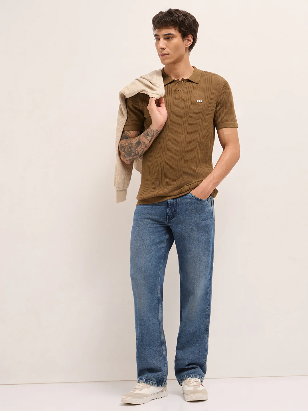 Men Cotton Textured Polo T-Shirt - Image 4