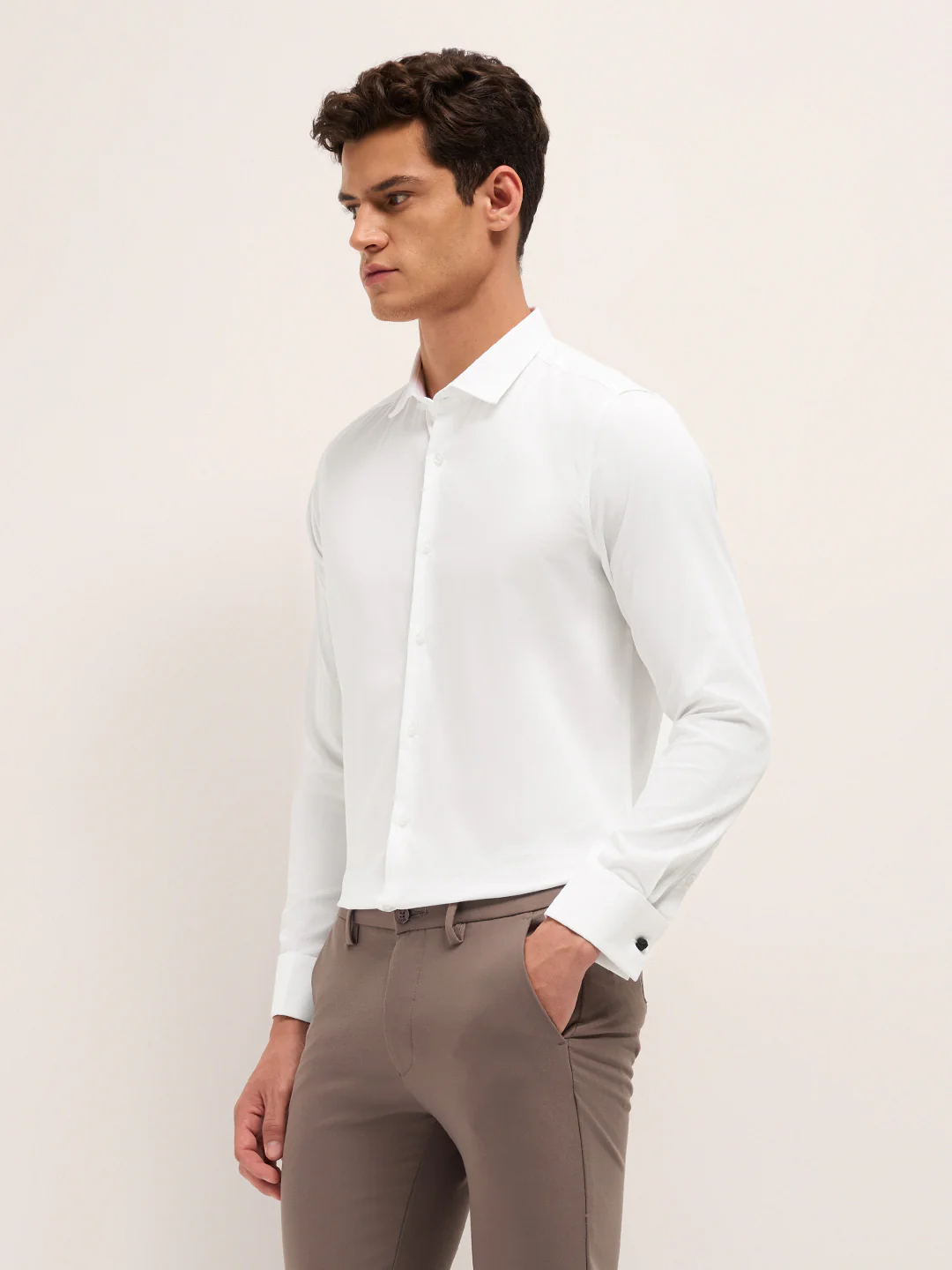 Men Cotton Textured Tailored Fit Formal Shirt - Image 3