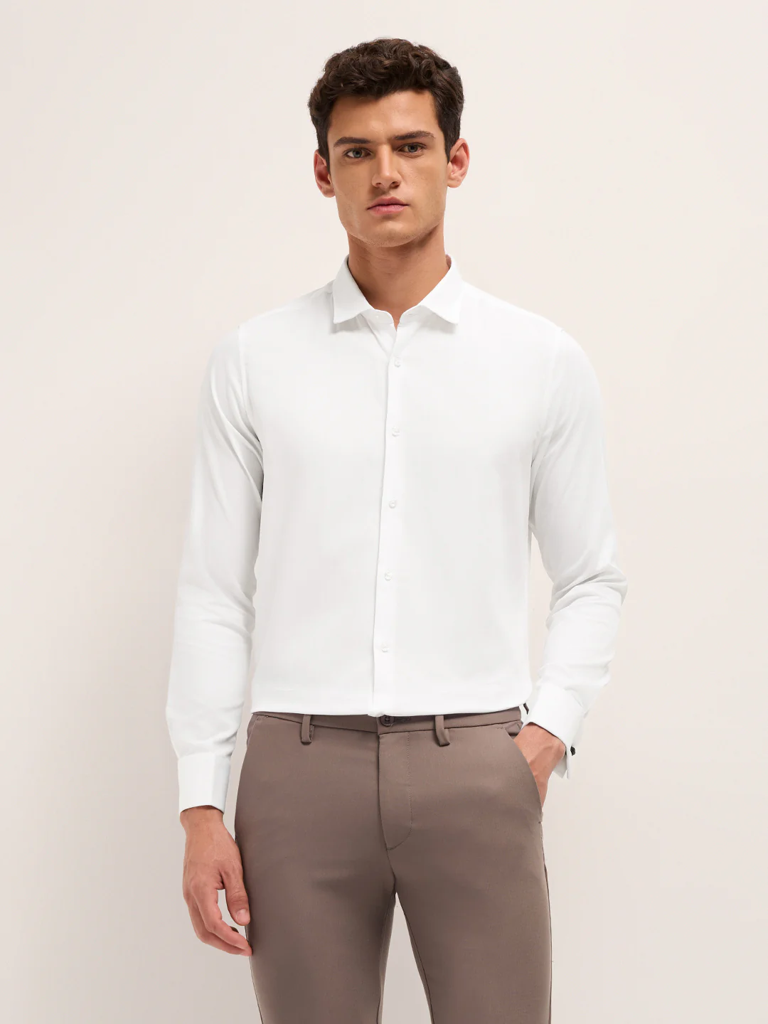 Men Cotton Textured Tailored Fit Formal Shirt - Image 8