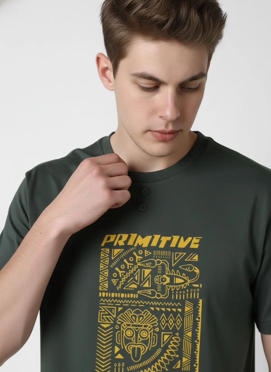 Men Cotton Tribal T-Shirt - Image 2