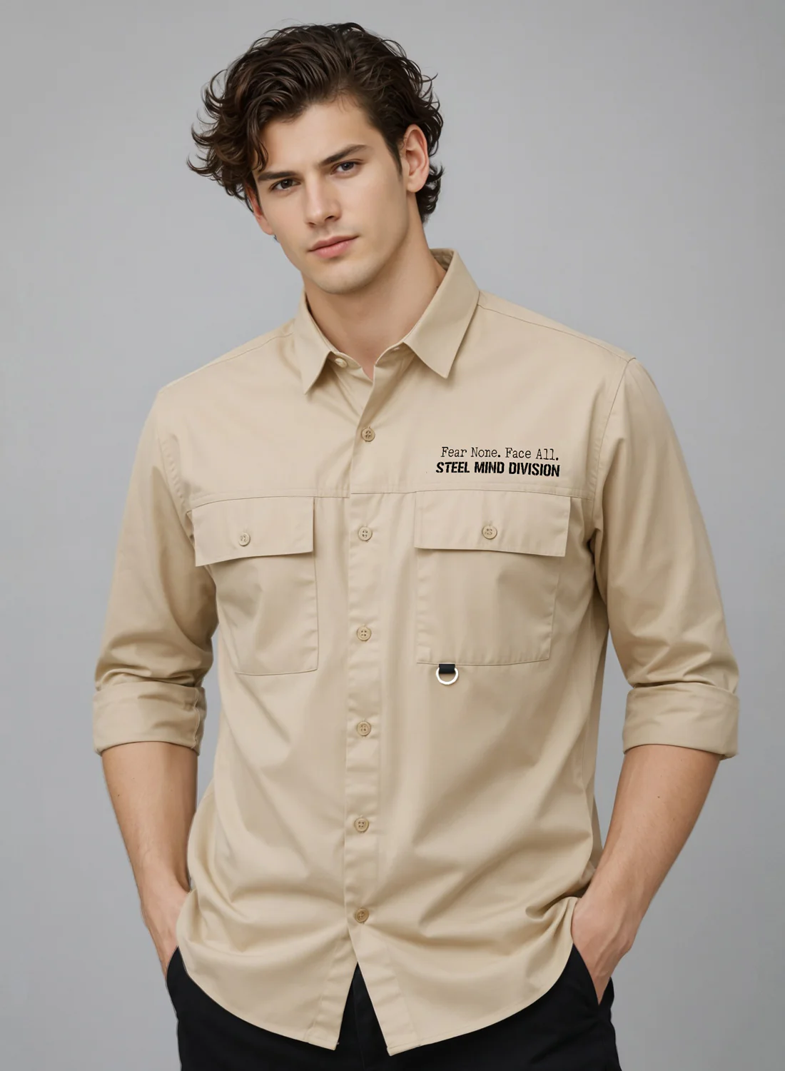 Men Cotton Twill Cargo Shirt - Image 4