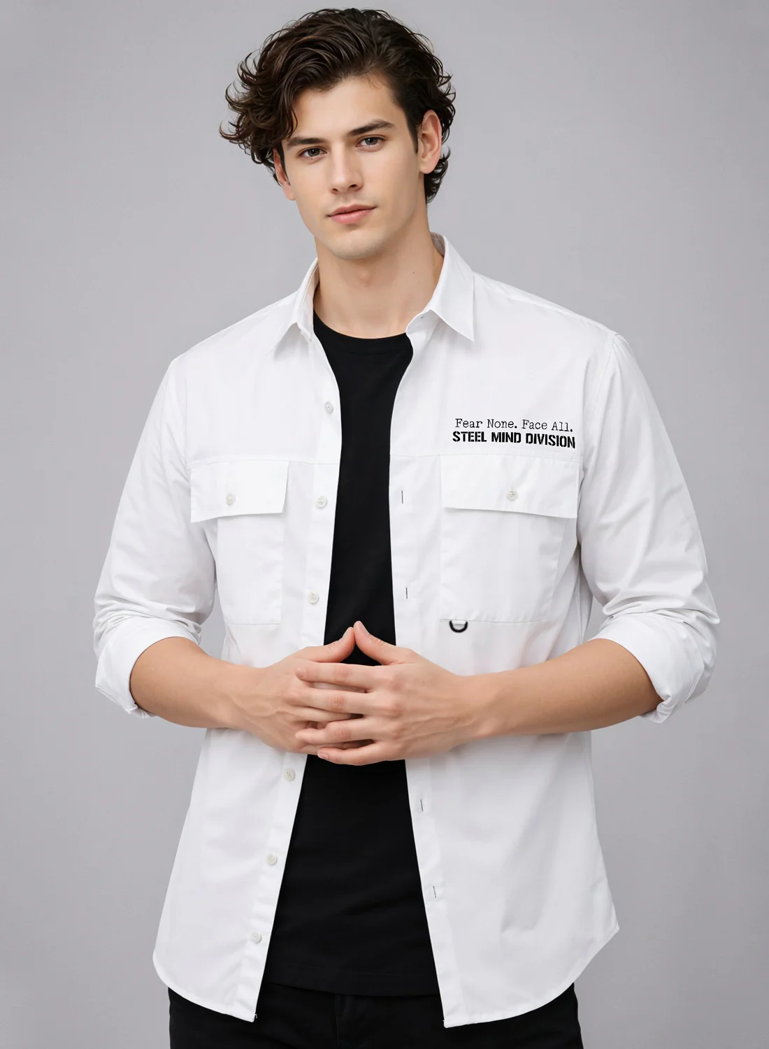 Men Cotton Twill Cargo Shirt - Image 2