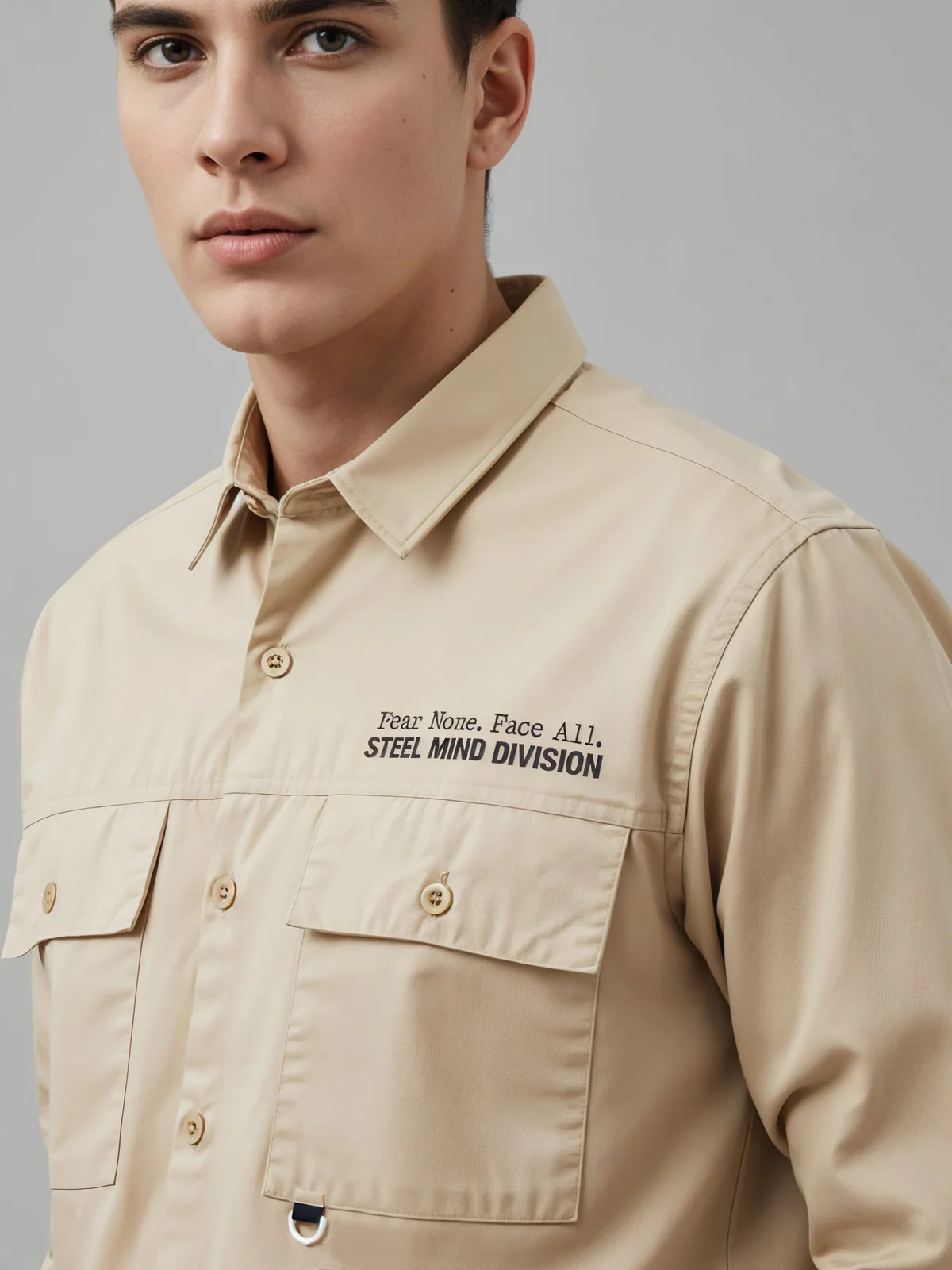 Men Cotton Twill Cargo Shirt - Image 2