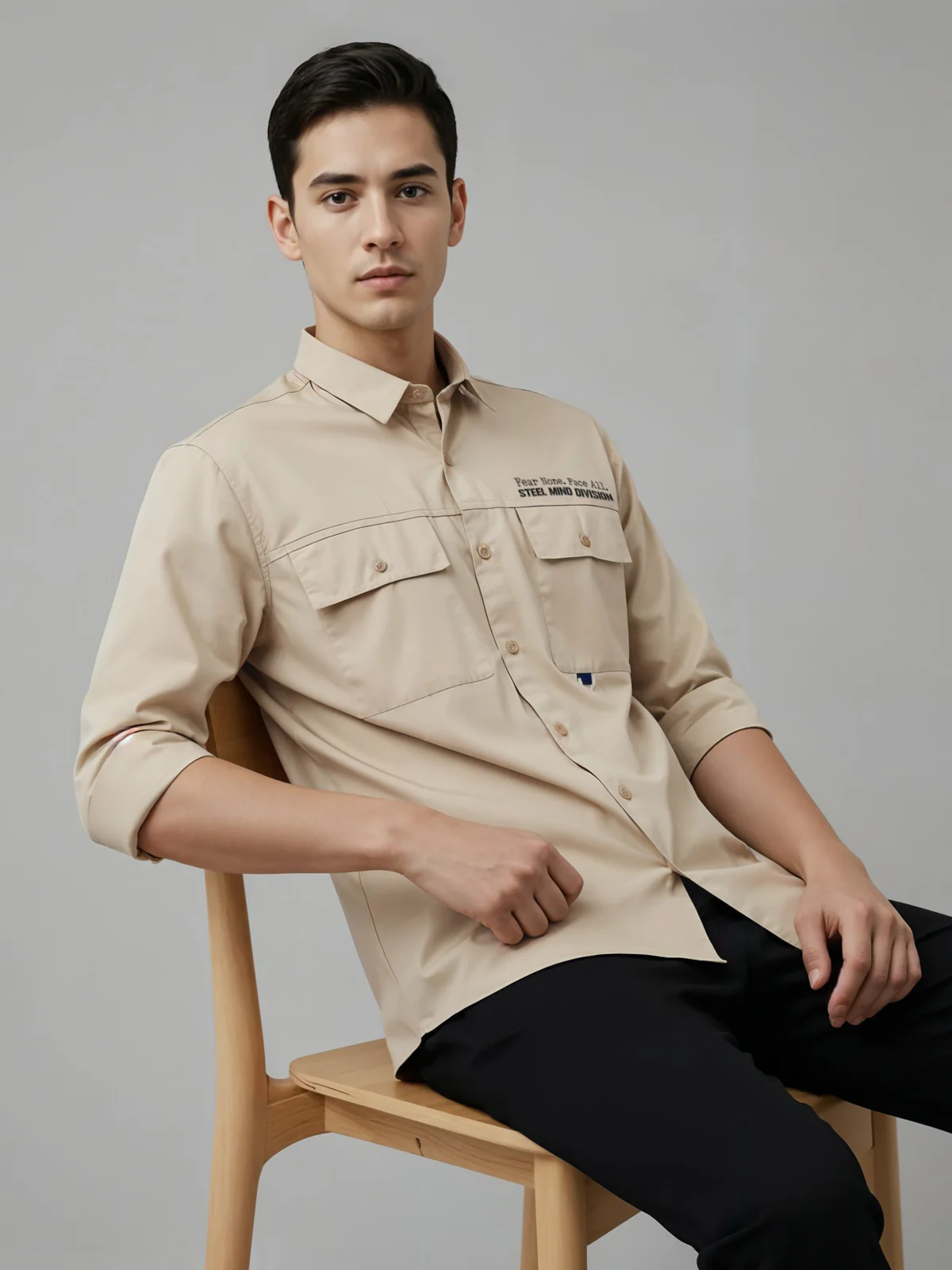 Men Cotton Twill Cargo Shirt - Image 3