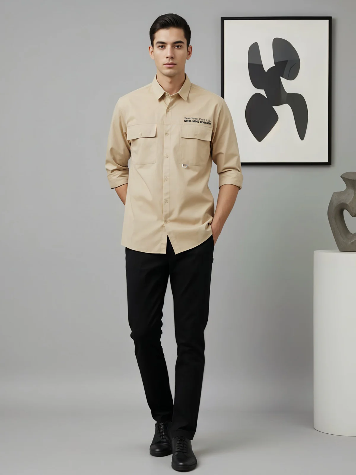 Men Cotton Twill Cargo Shirt - Image 7