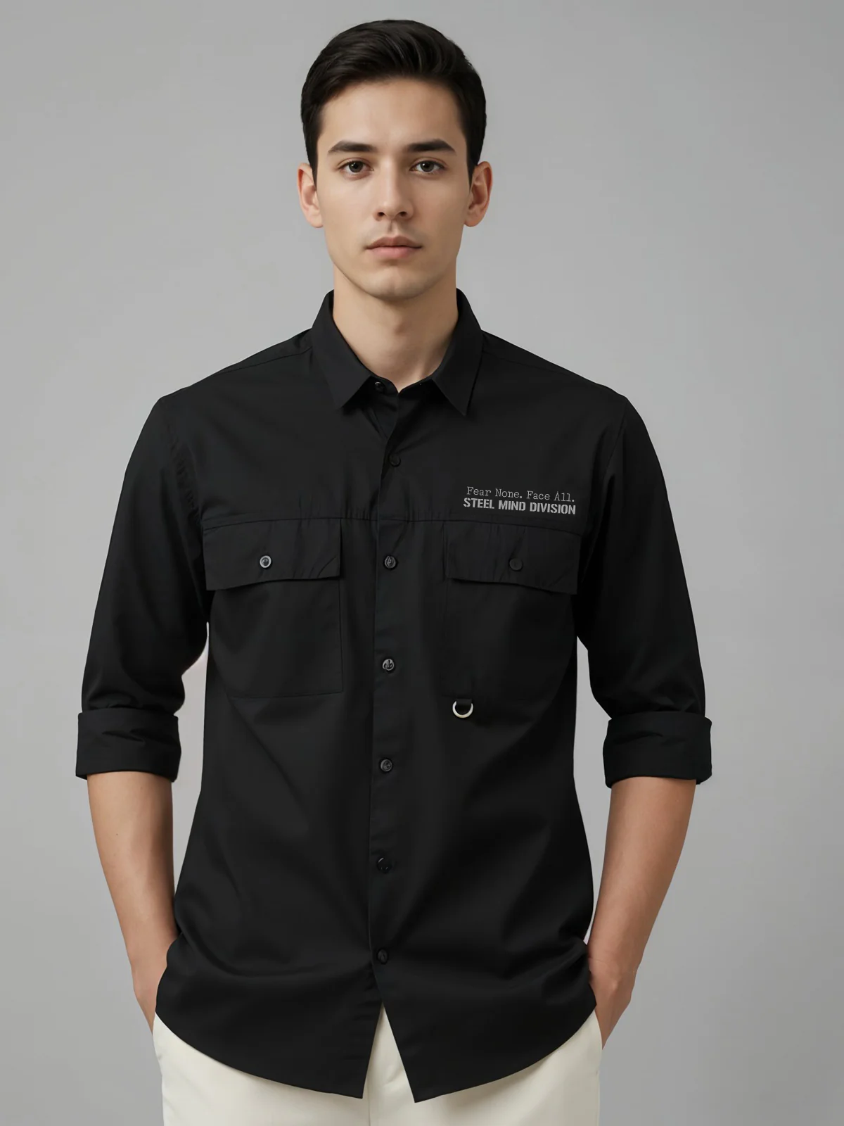 Men Cotton Twill Cargo Shirt - Image 4