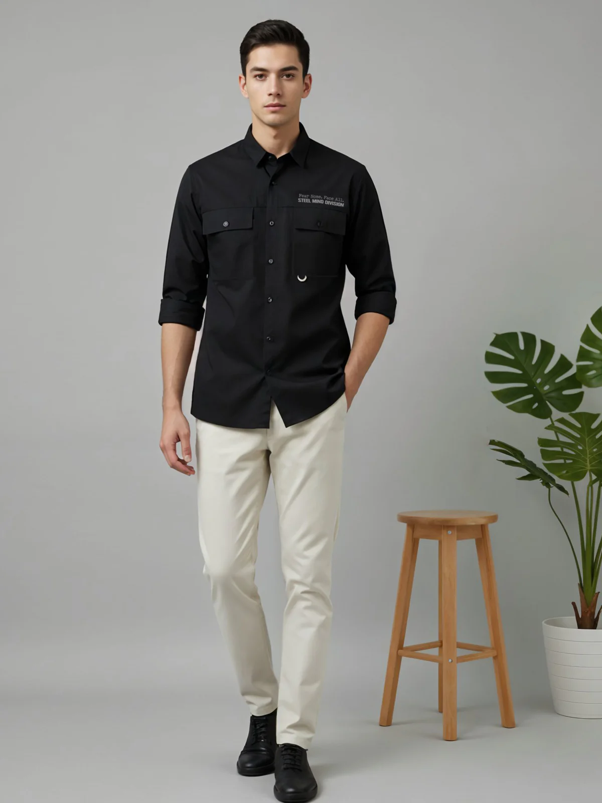 Men Cotton Twill Cargo Shirt - Image 7