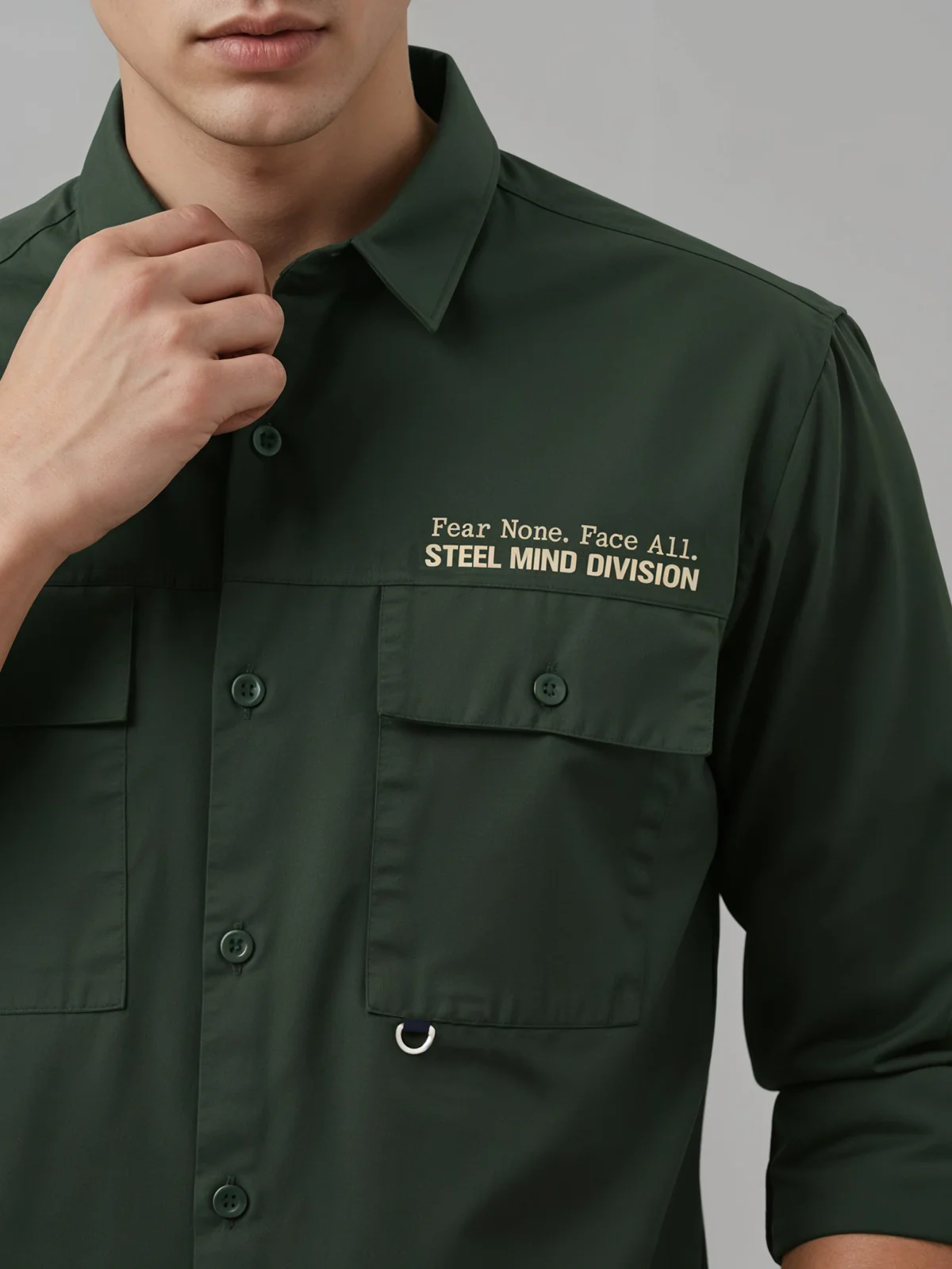 Men Cotton Twill Cargo Shirt - Image 3
