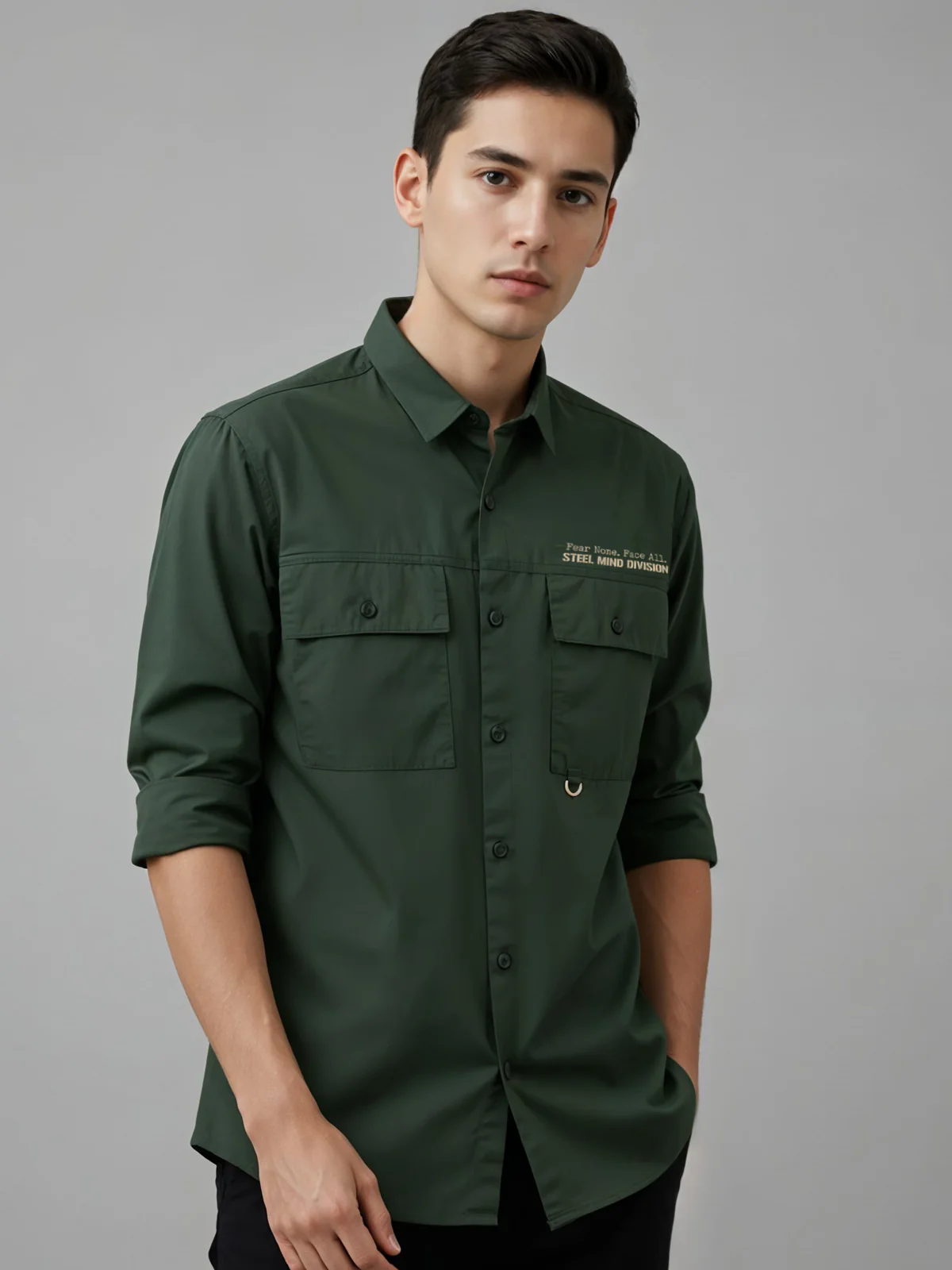 Men Cotton Twill Cargo Shirt - Image 4
