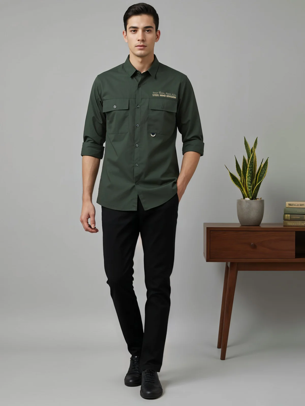 Men Cotton Twill Cargo Shirt - Image 6