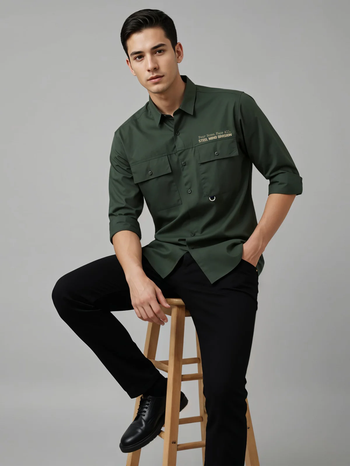 Men Cotton Twill Cargo Shirt - Image 7
