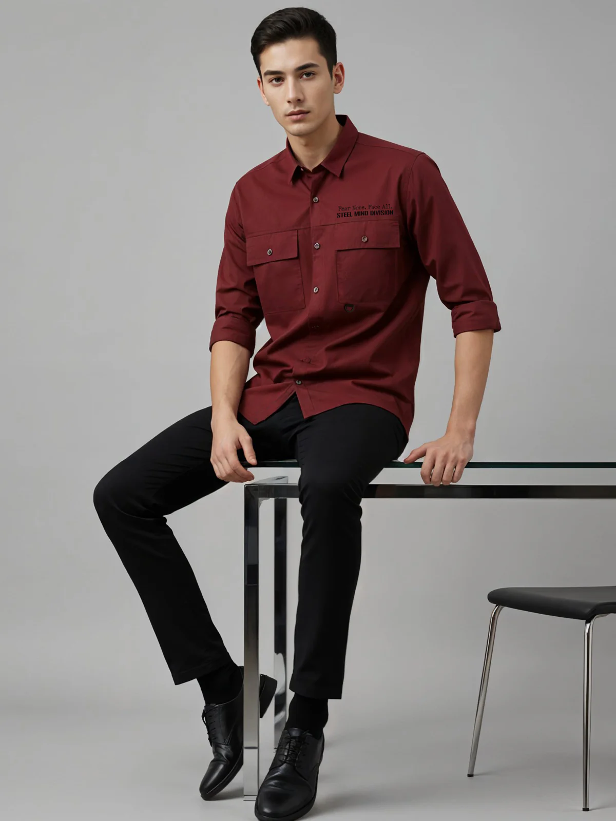 Men Cotton Twill Cargo Shirt - Image 2