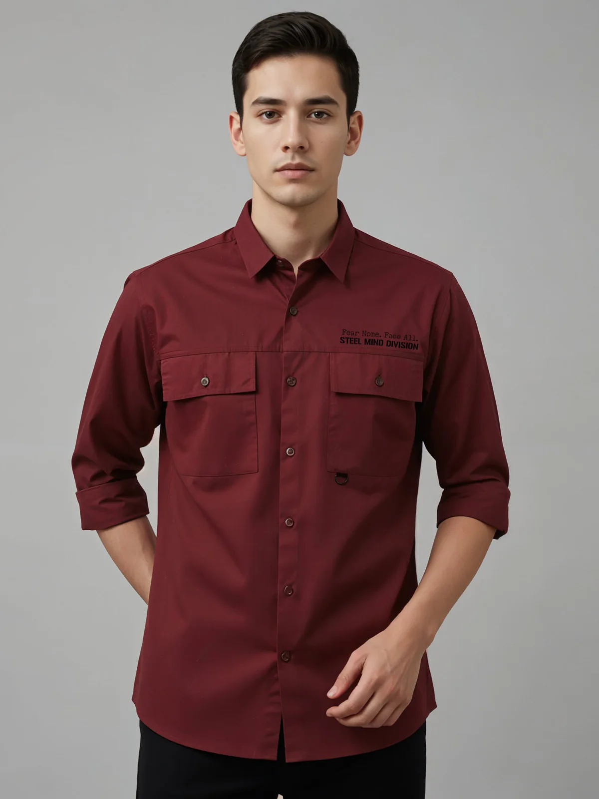 Men Cotton Twill Cargo Shirt - Image 3