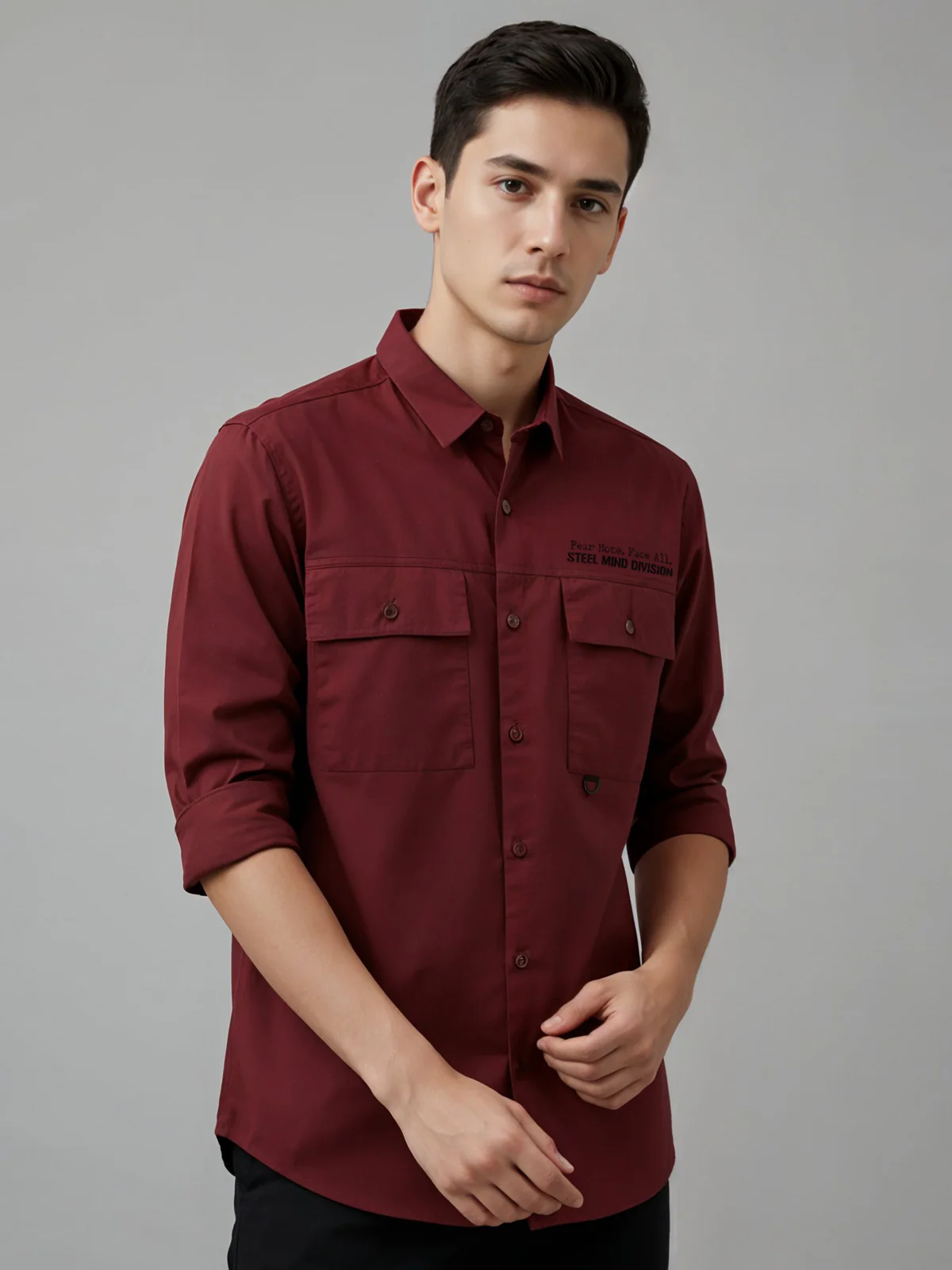 Men Cotton Twill Cargo Shirt - Image 5
