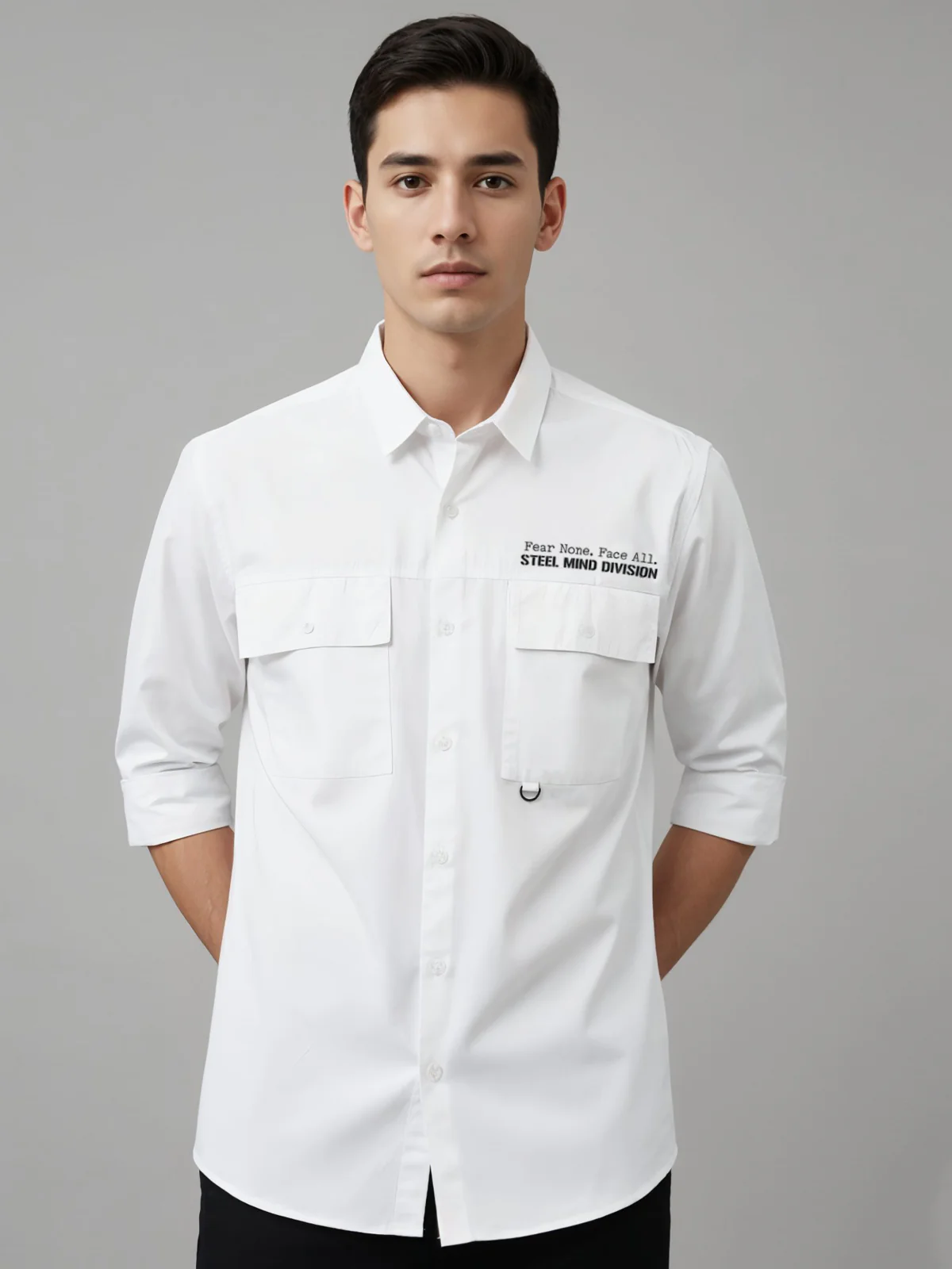 Men Cotton Twill Cargo Shirt - Image 2
