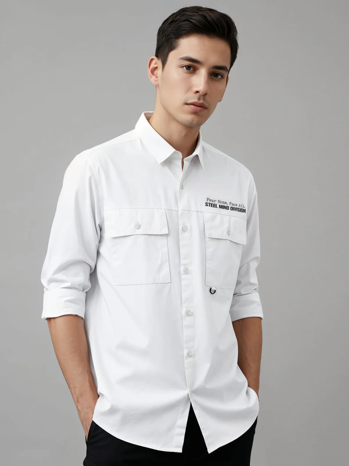 Men Cotton Twill Cargo Shirt - Image 7