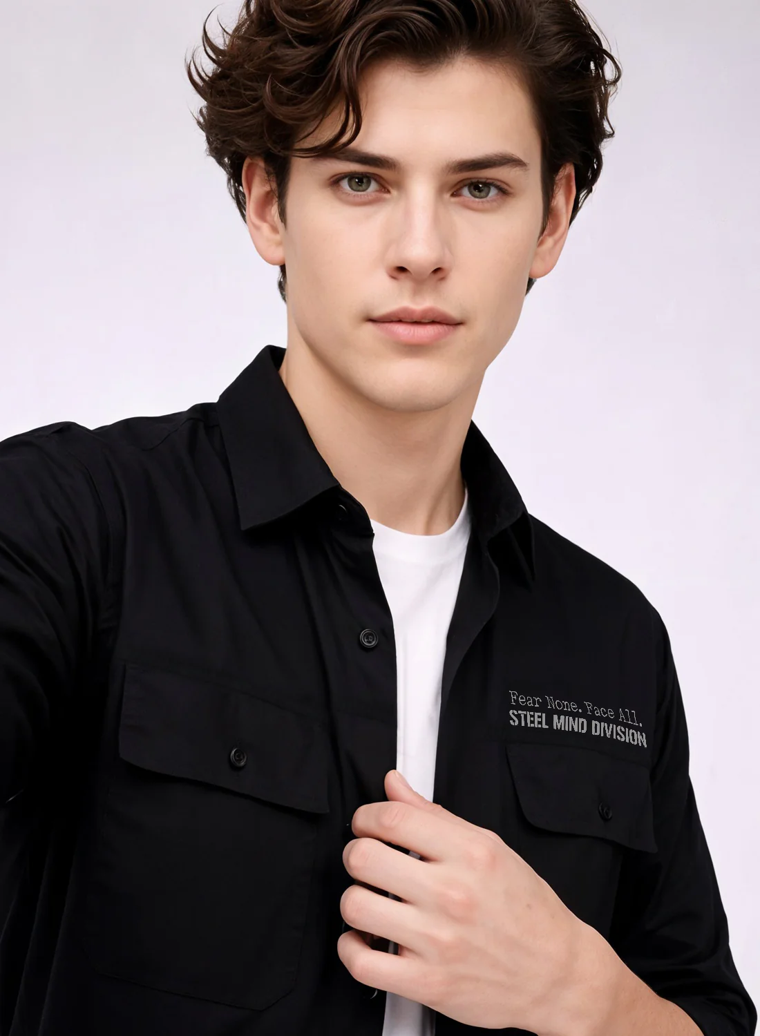 Men Cotton Twill Cargo Shirt - Image 3