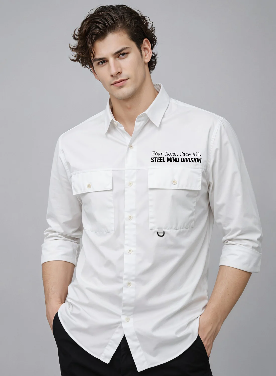 Men Cotton Twill Cargo Shirt - Image 4