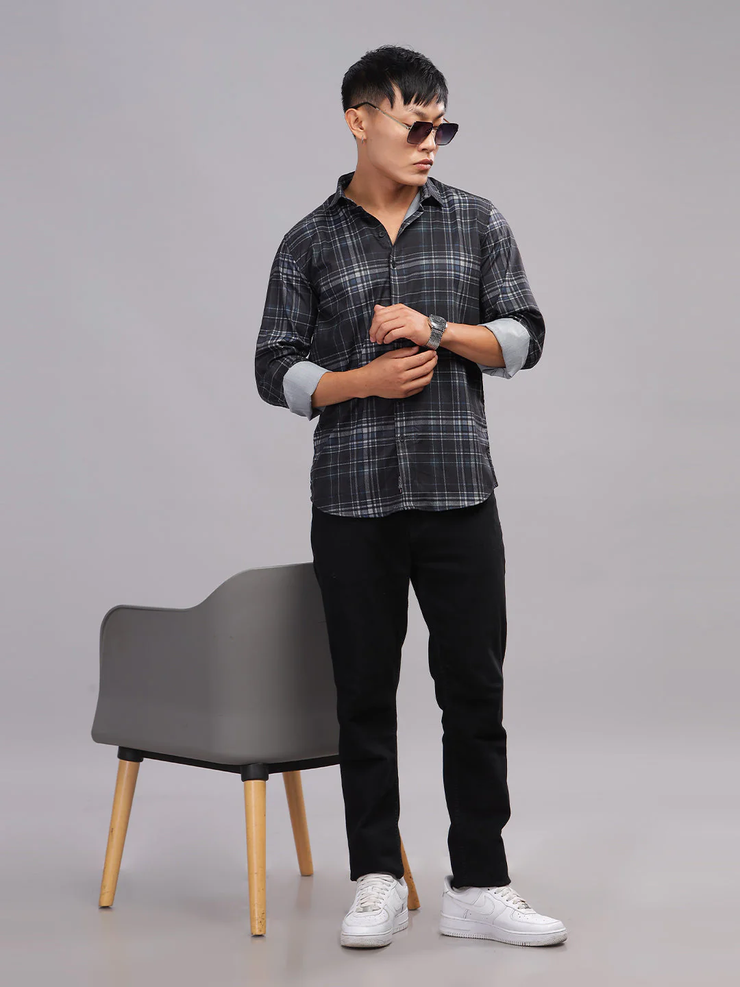 Men Crato Black-Grey Checks Shirt - Image 2
