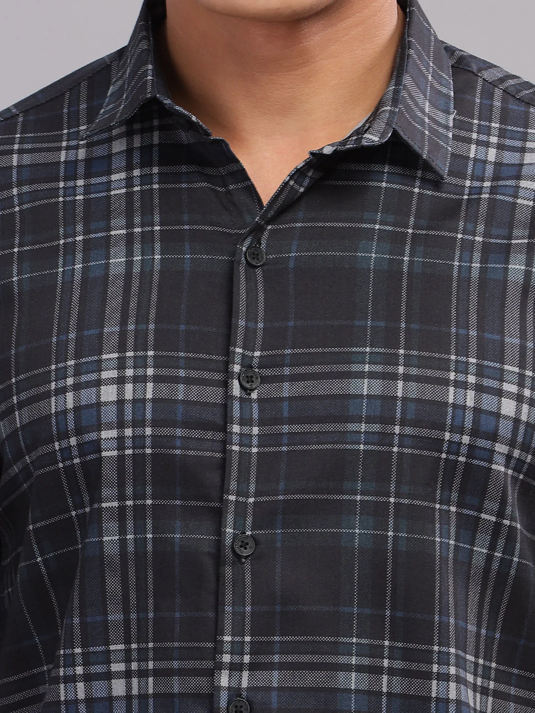 Men Crato Black-Grey Checks Shirt - Image 5
