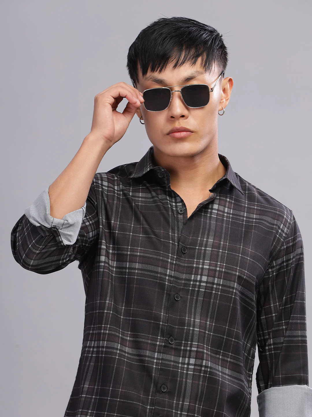 Men Crato Black-Grey Checks Shirt - Image 6