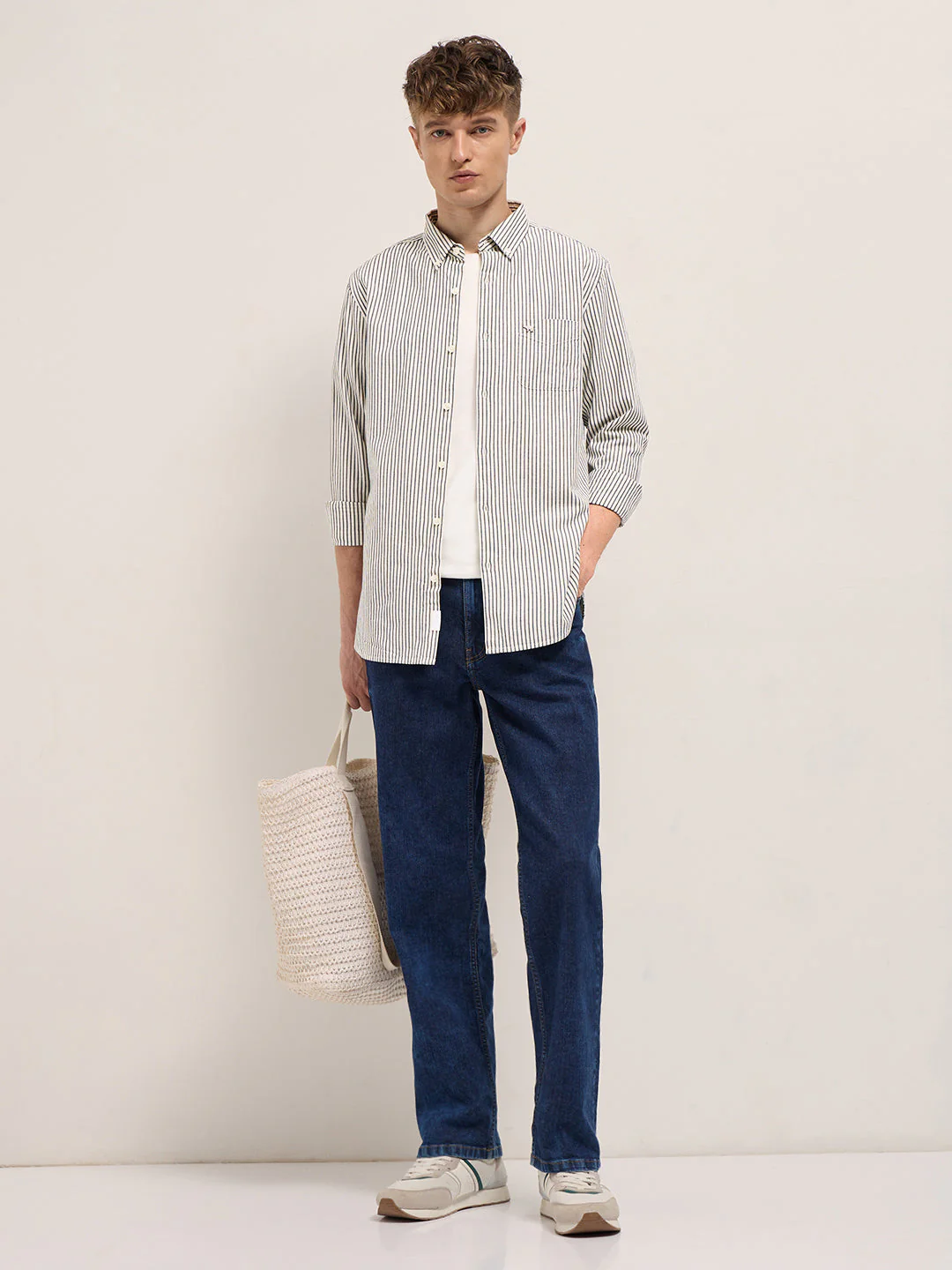 Men Cream Casual Shirt - Image 4