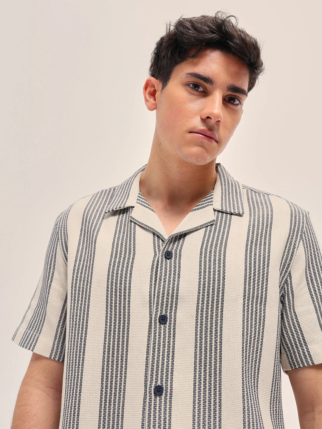 Men Cream Casual Shirt - Image 5