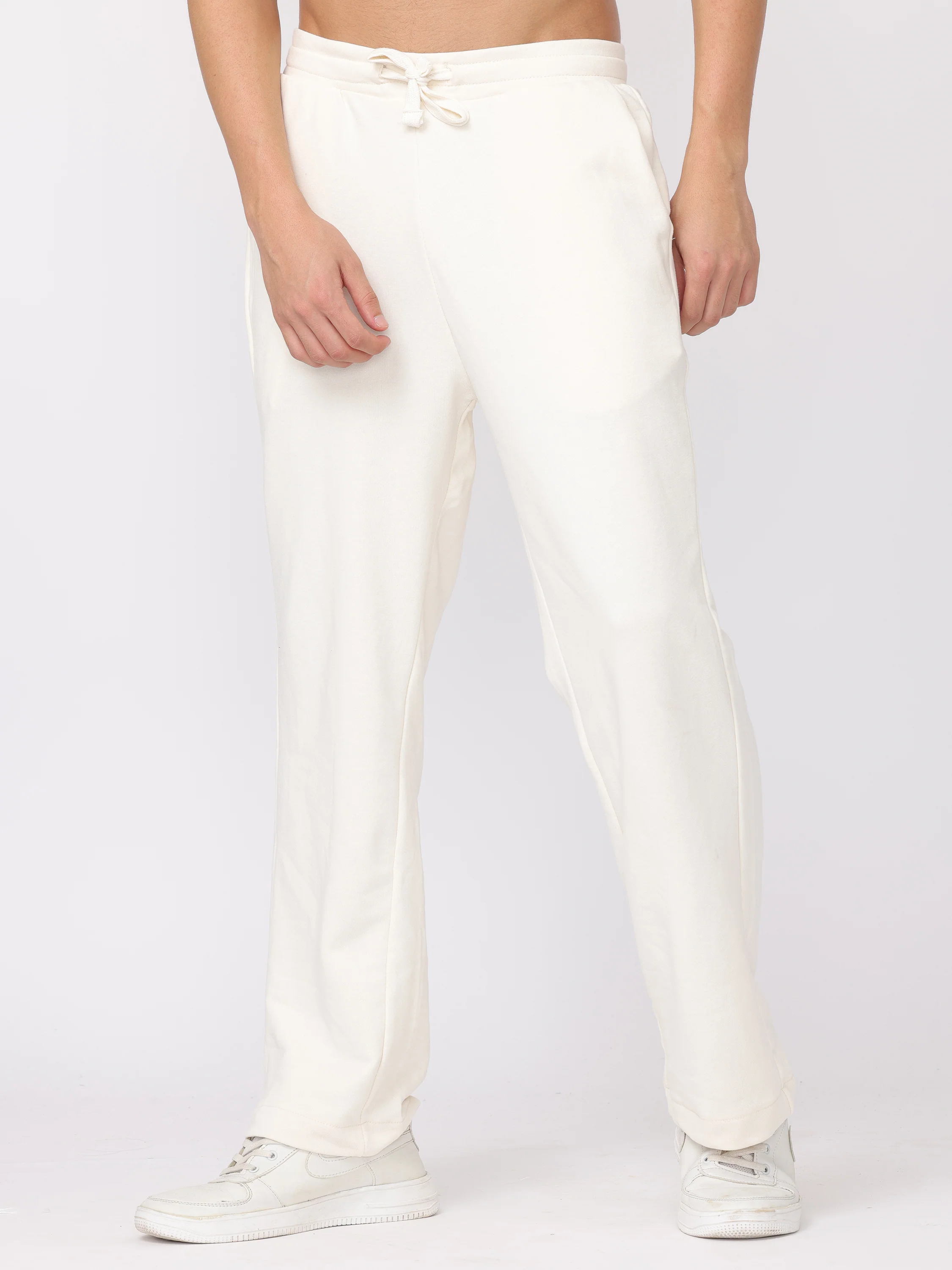Men Cream Comfort Fit Knitted Joggers - Image 3