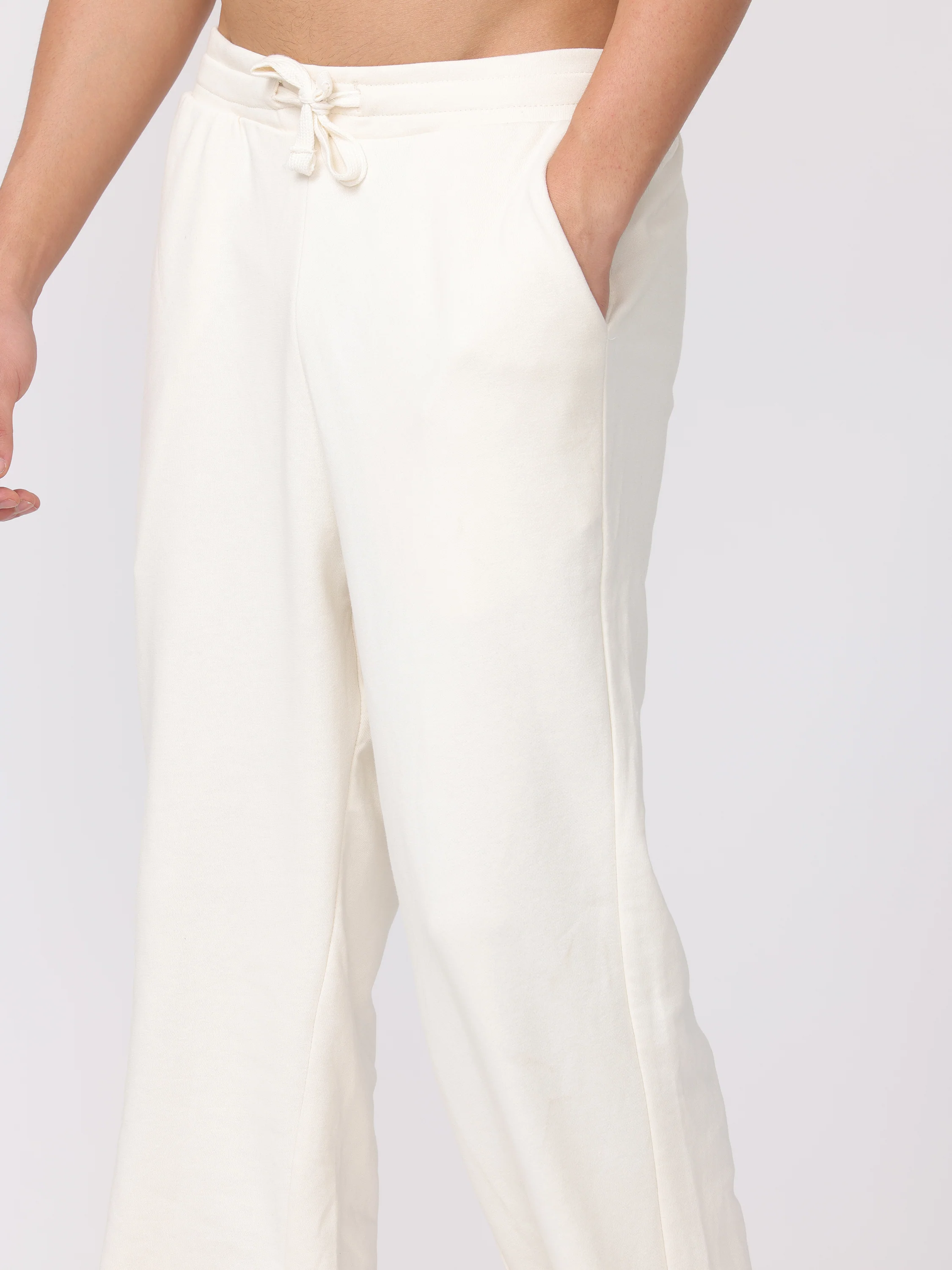 Men Cream Comfort Fit Knitted Joggers - Image 4