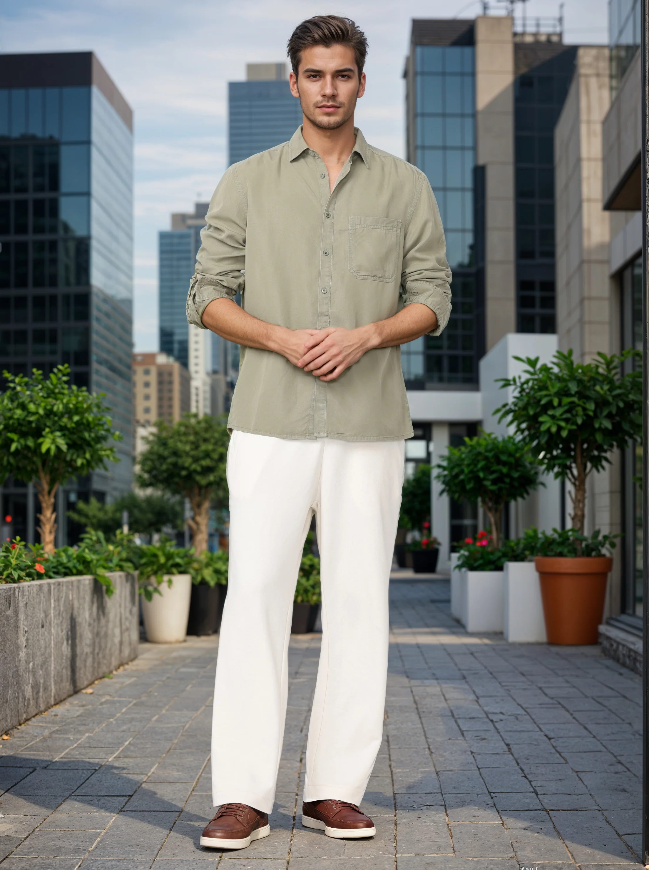 Men Cream Comfort Fit Knitted Joggers - Image 5