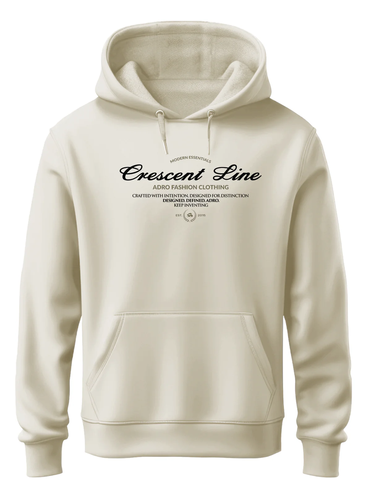 Men Cream Cotton Fleece Printed Hoodie