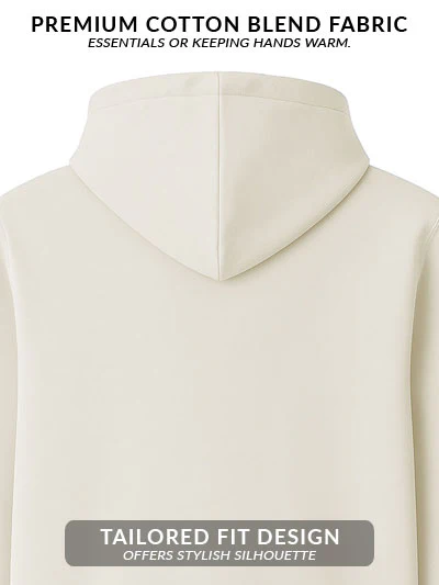 Men Cream Cotton Fleece Printed Hoodie - Image 4