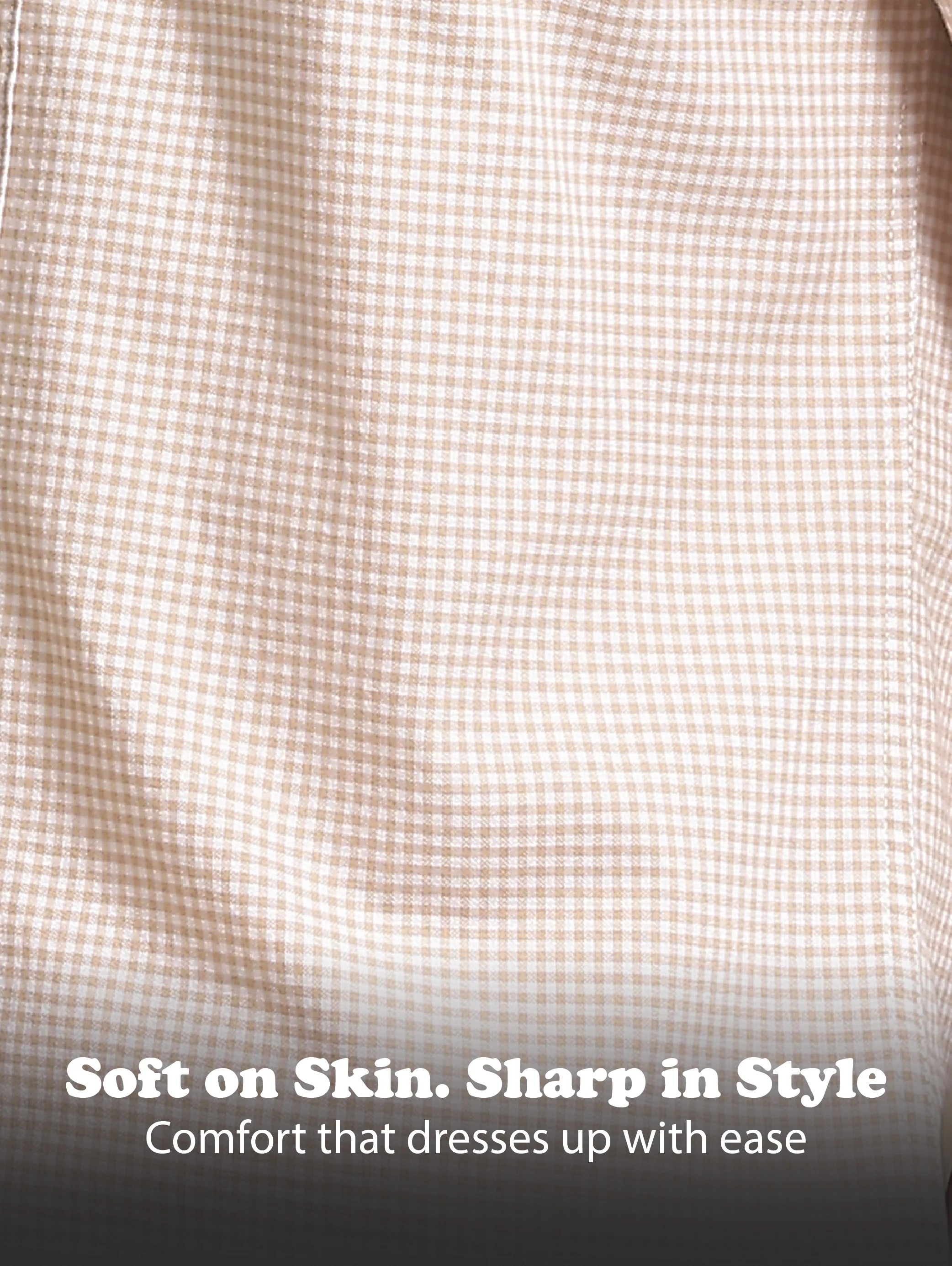 Men Cream Cotton Oxford Slim Fit Mini Checks Shirt - Image 11