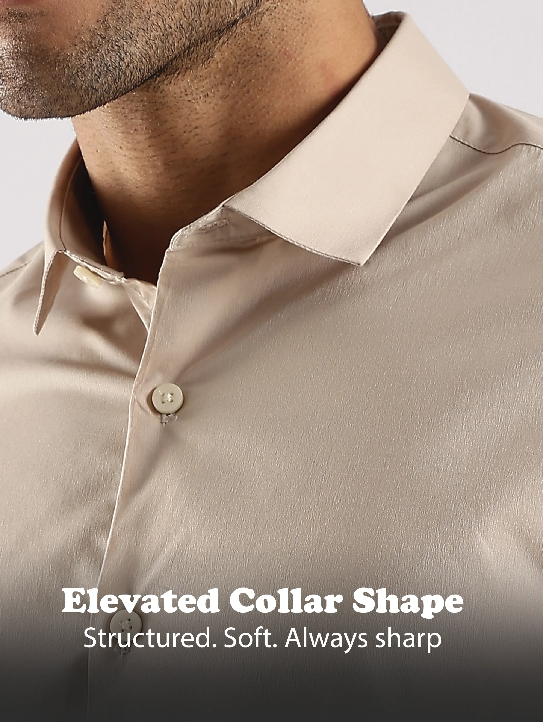 Men Cream Cotton Slim Fit Shirt - Image 11