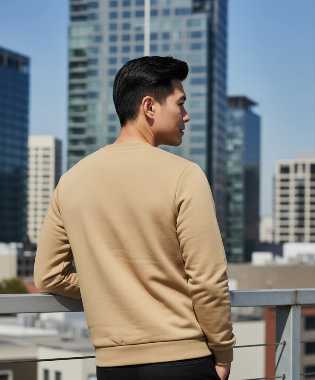 Men Cream Fleece Sweatshirt - Image 2