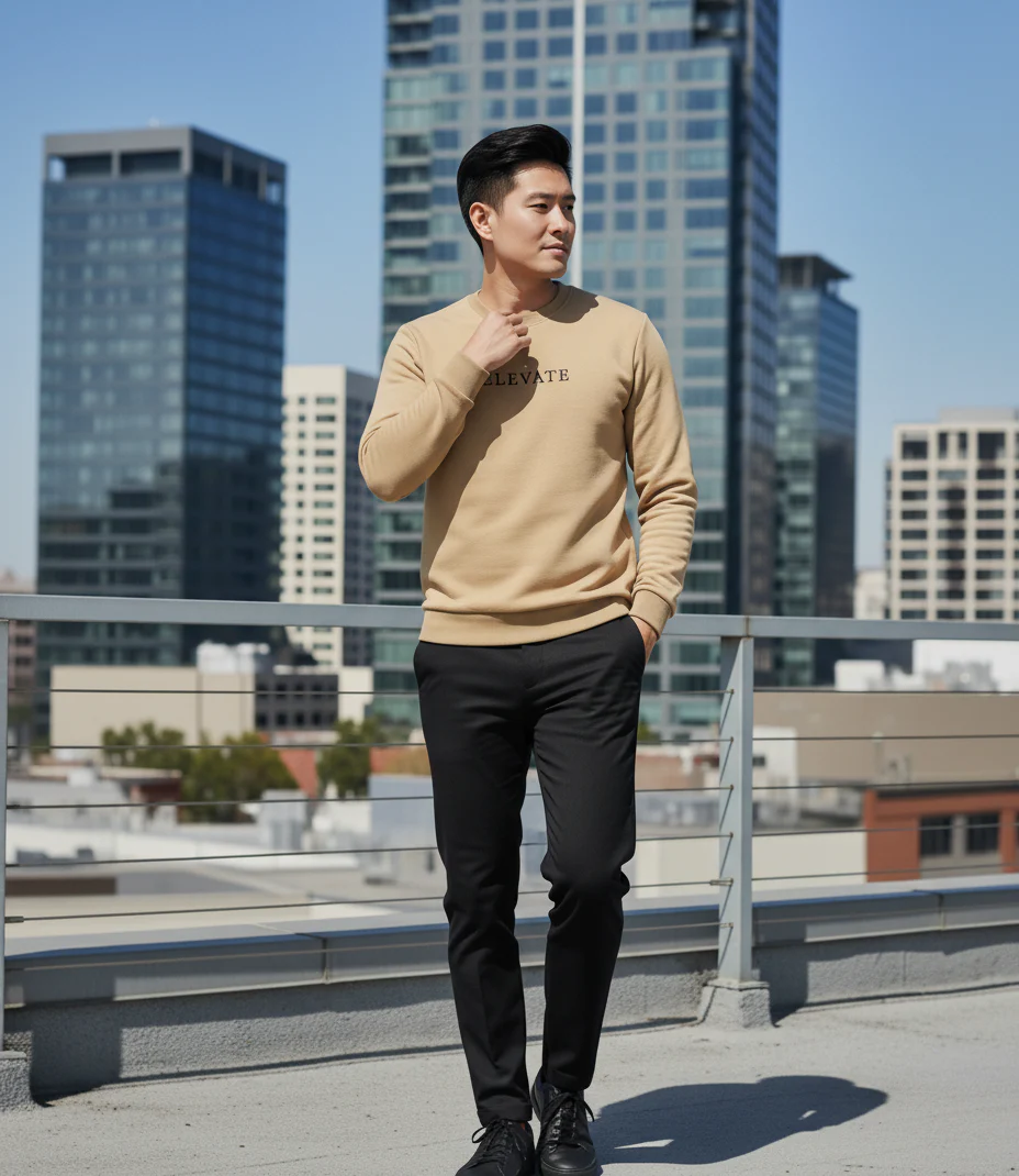 Men Cream Fleece Sweatshirt - Image 4