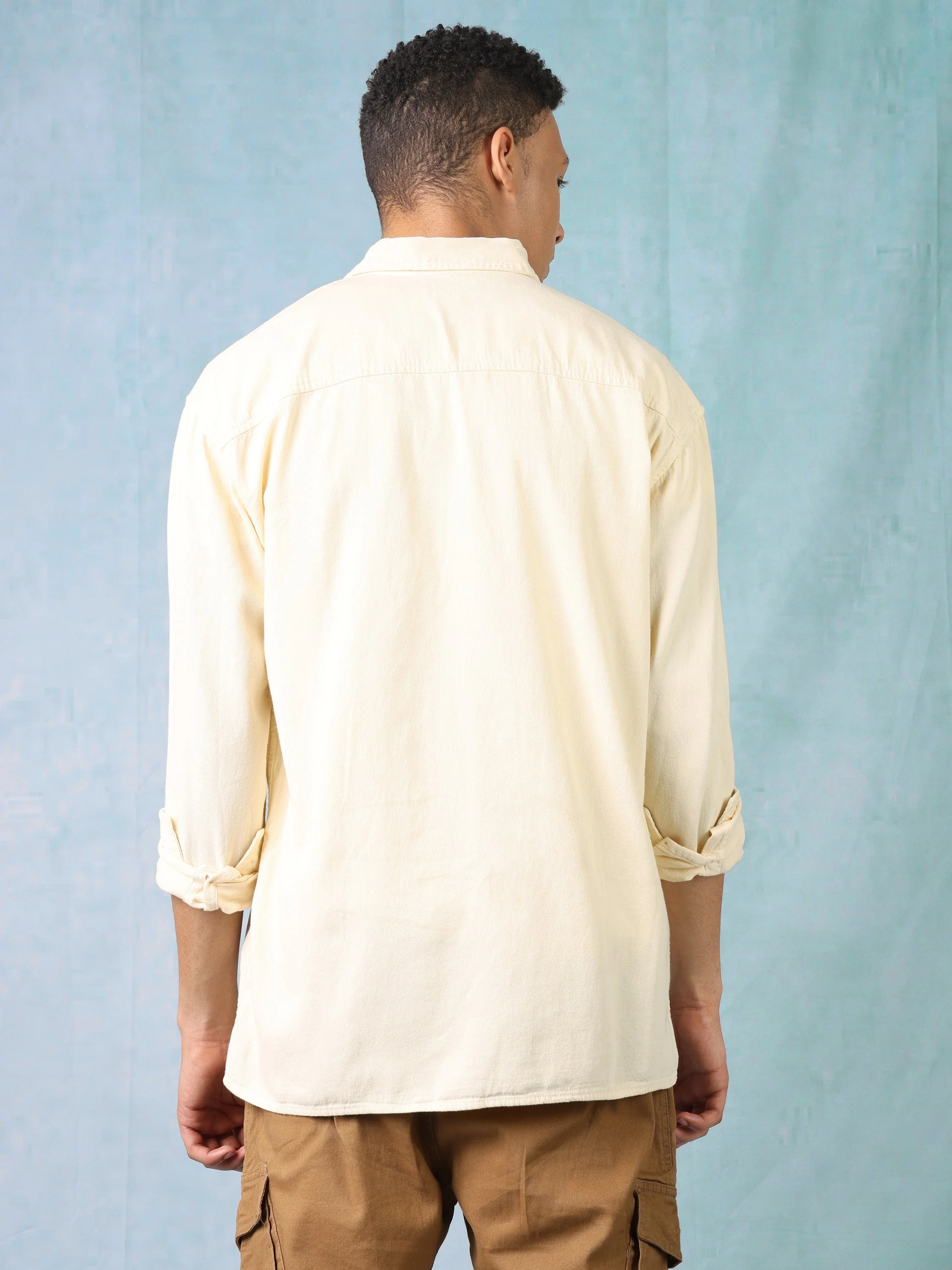 Men Cream Oversized Shirt - Image 4